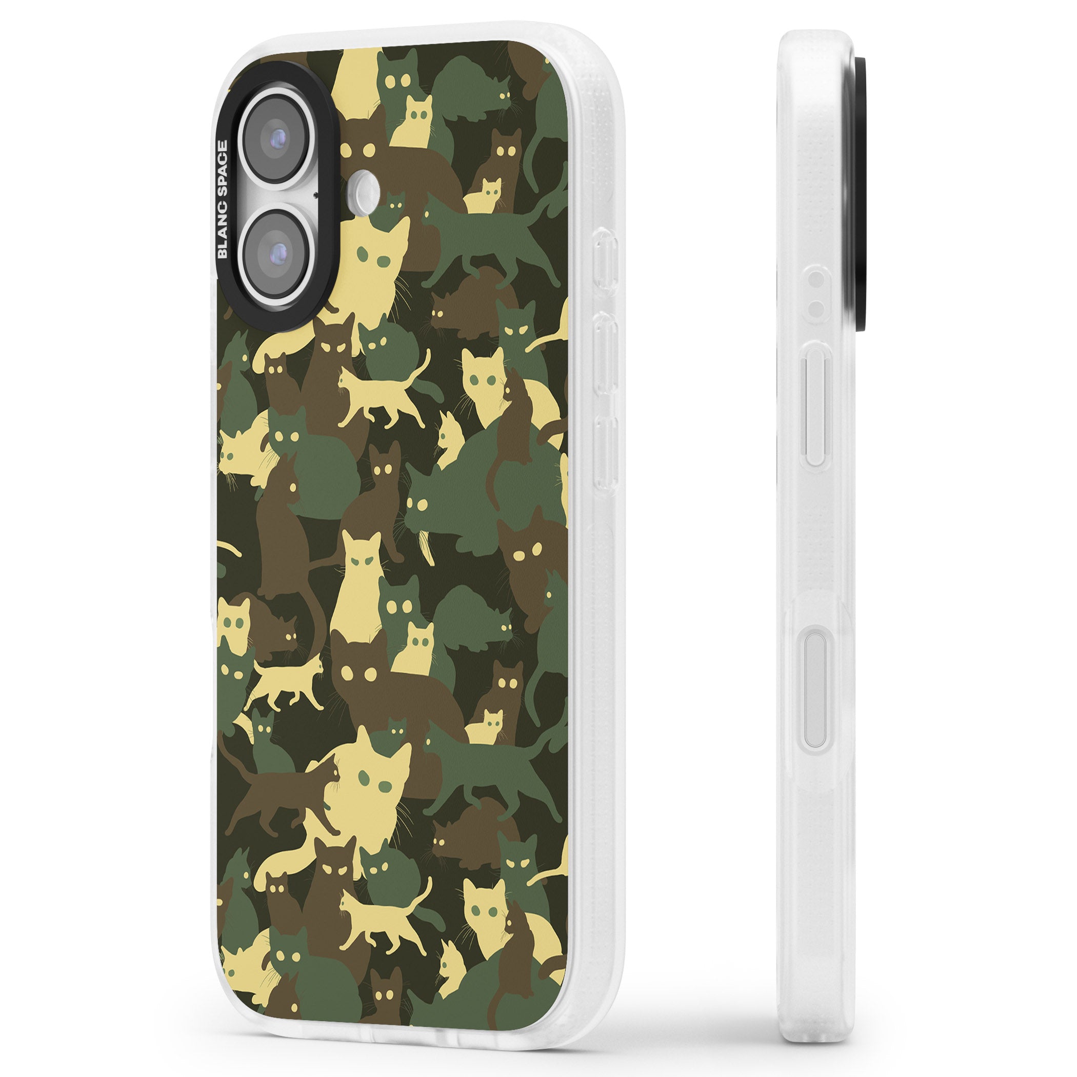 Forest Cat Camo iPhone 17 Impact Air Clear Phone Case Side Profile