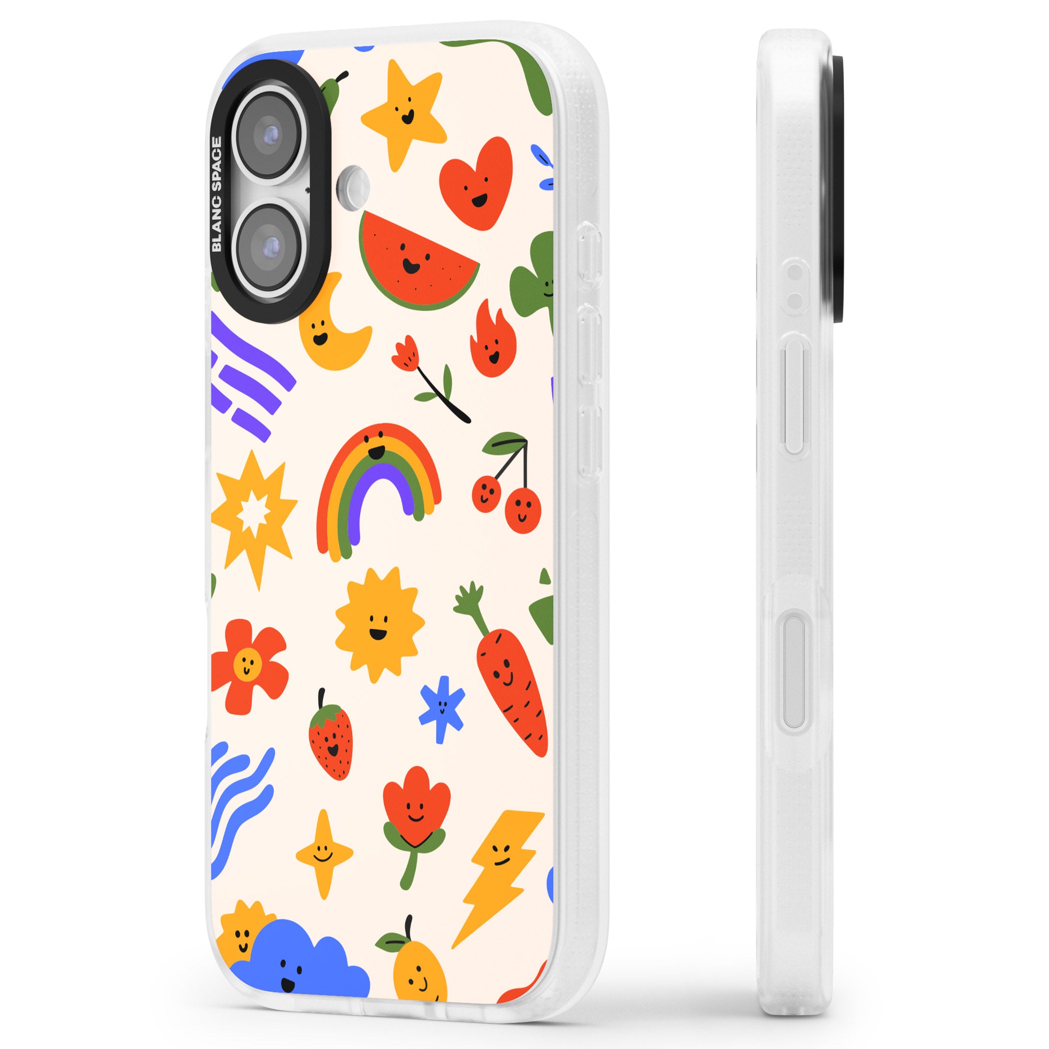 Playful Kawaii Icons iPhone 17 Impact Air Clear Phone Case Side Profile