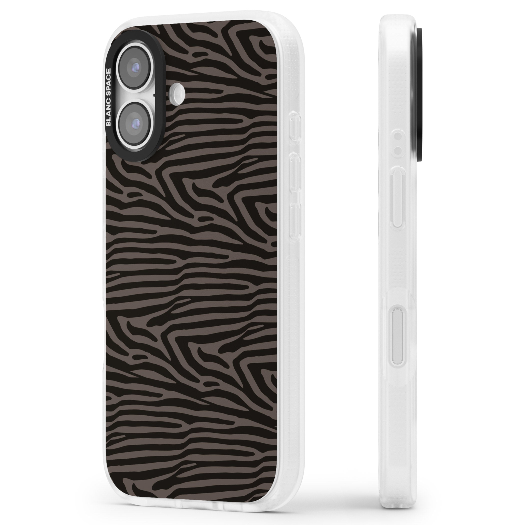 Dark Zebra Print iPhone 17 Impact Air Clear Phone Case Side Profile