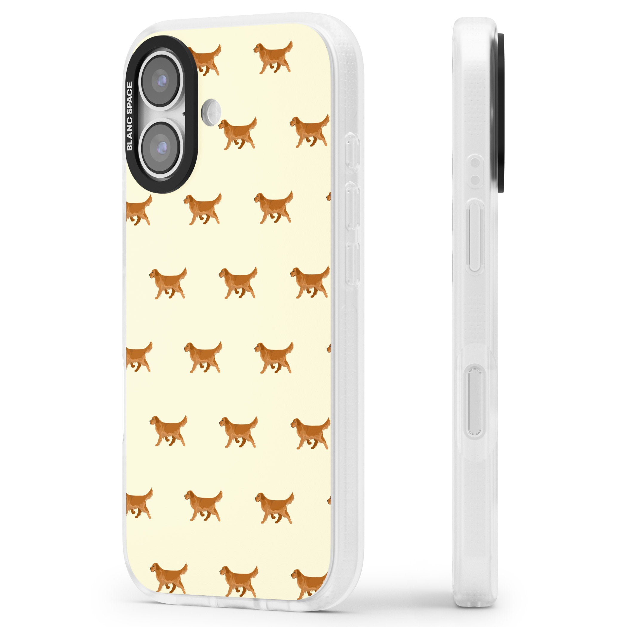 Golden Retriever Dog Pattern iPhone 17 Impact Air Clear Phone Case Side Profile