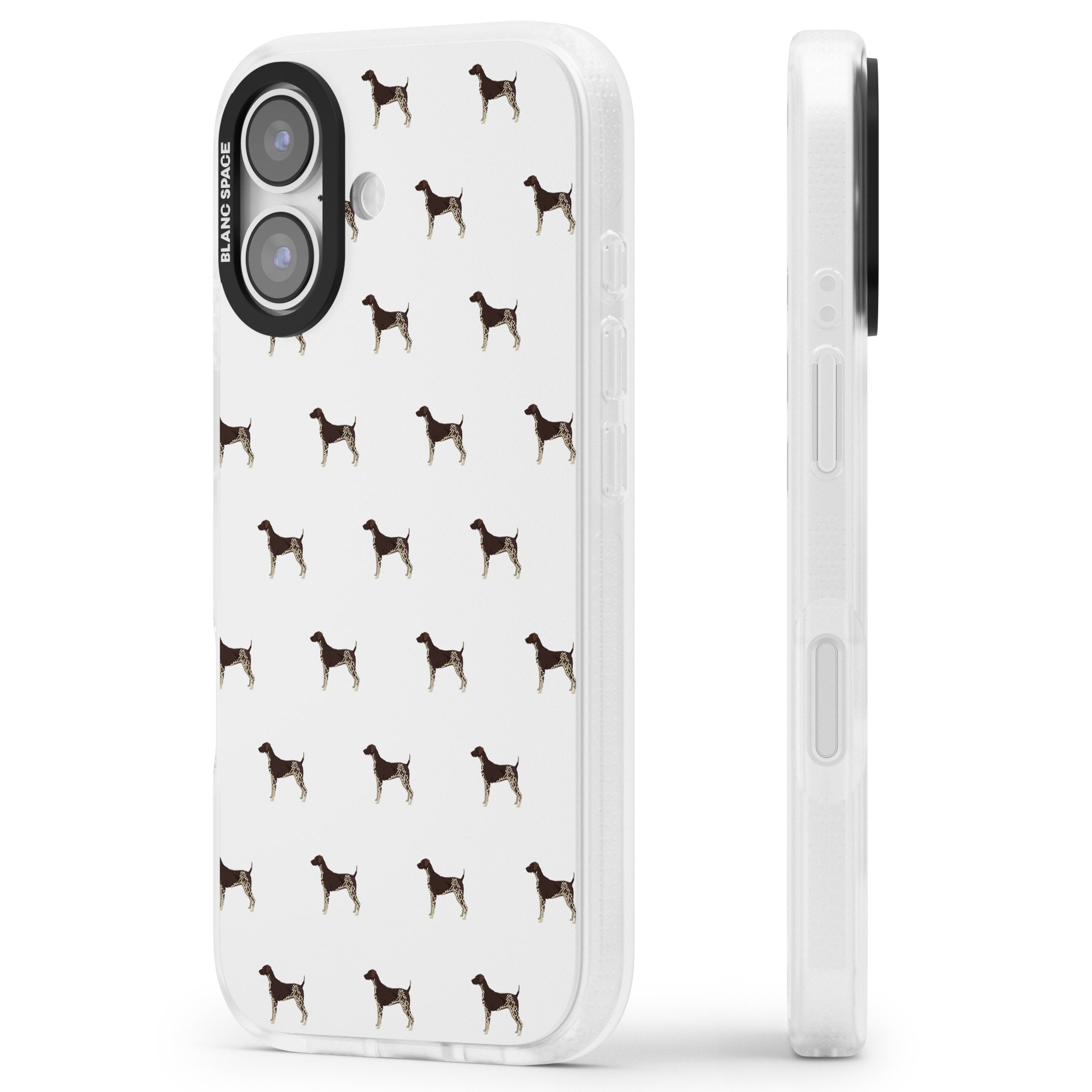 German Shorthaired Pointer Pattern iPhone 17 Impact Air Clear Phone Case Side Profile
