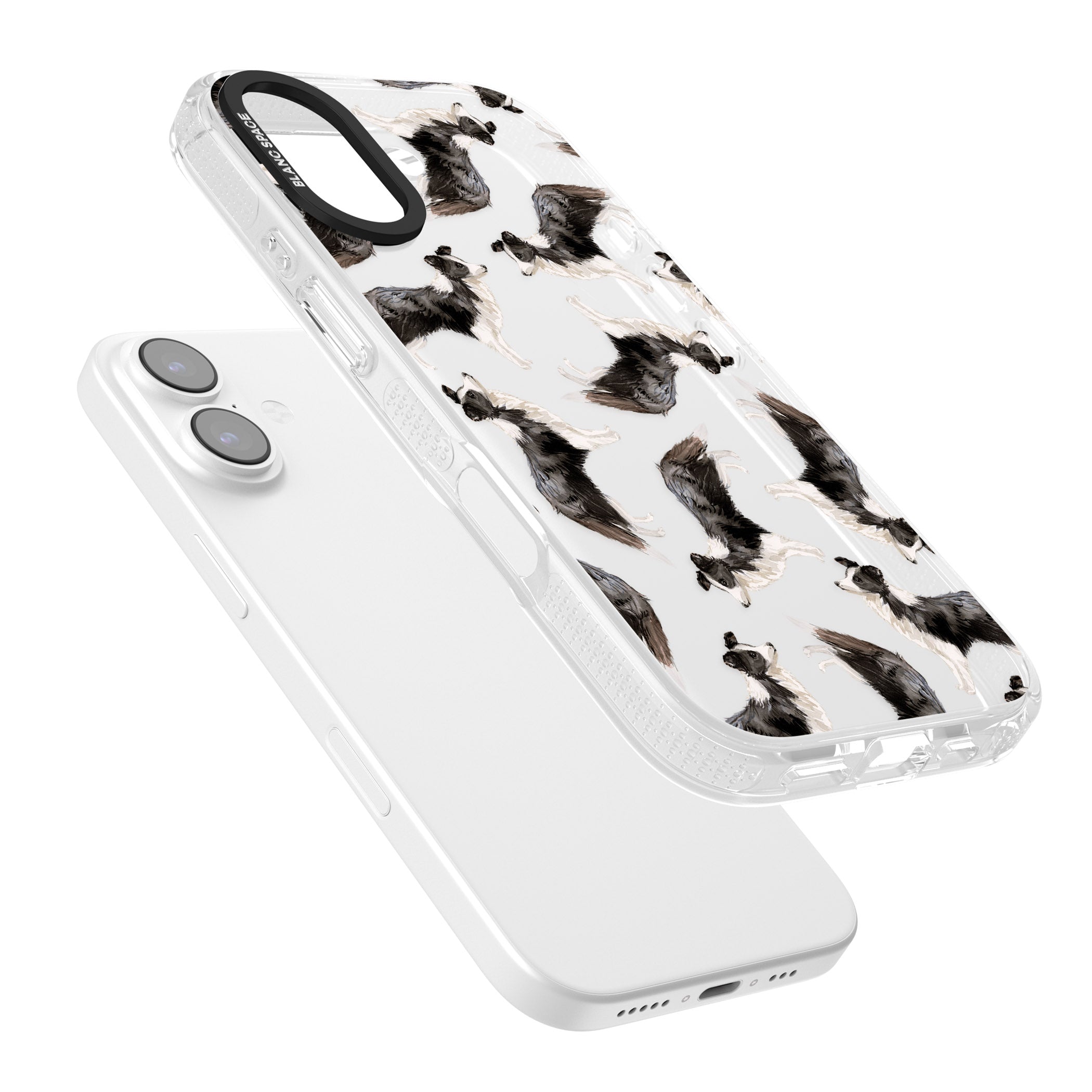 Border Collie Pattern Watercolour iPhone 17 Impact Air Clear Phone Case Colours