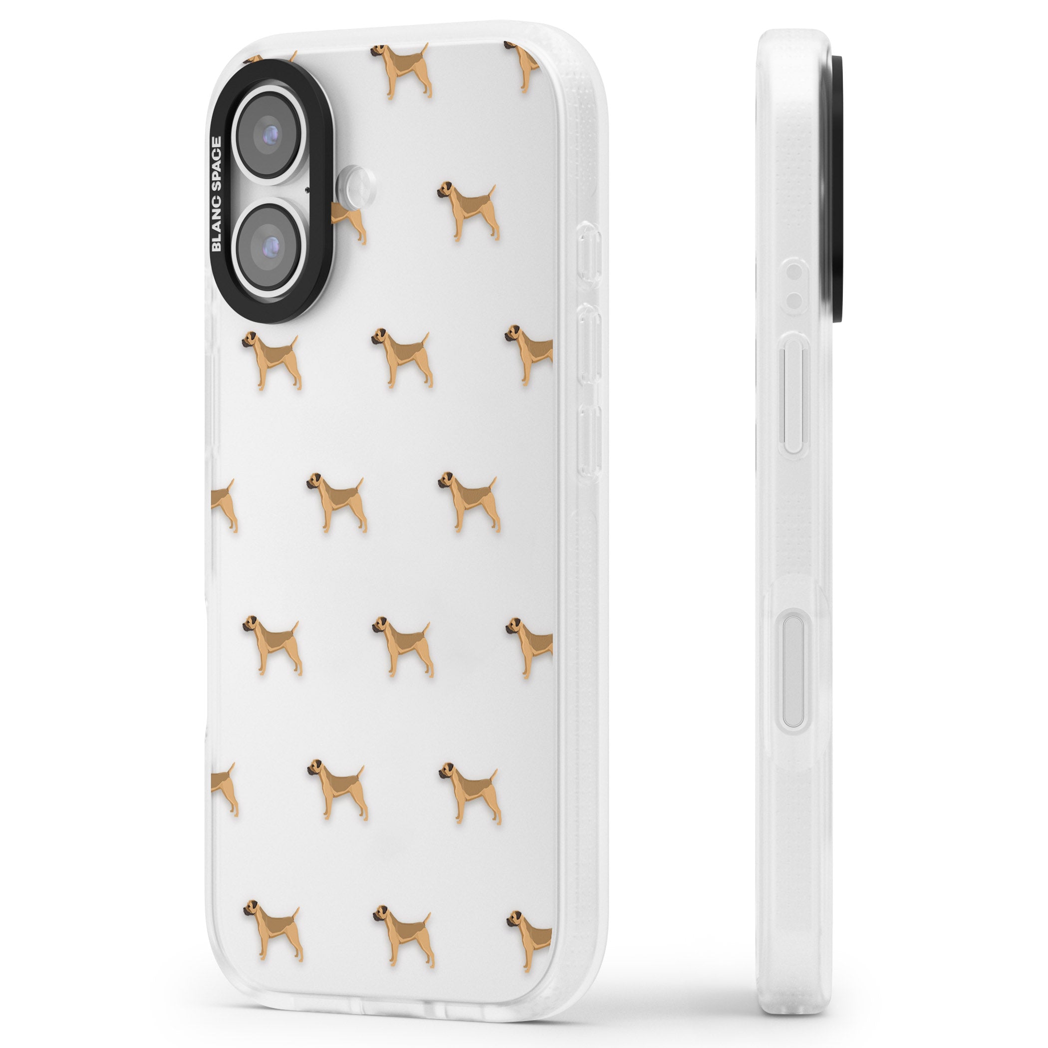 Border Terrier Dog Pattern iPhone 17 Impact Air Clear Phone Case Side Profile