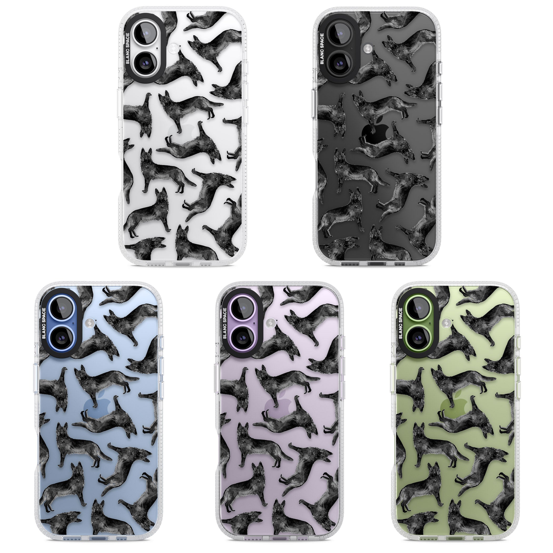 German Shepherd Pattern Black iPhone 17 Impact Air Clear Phone Case APT Impact Protection
