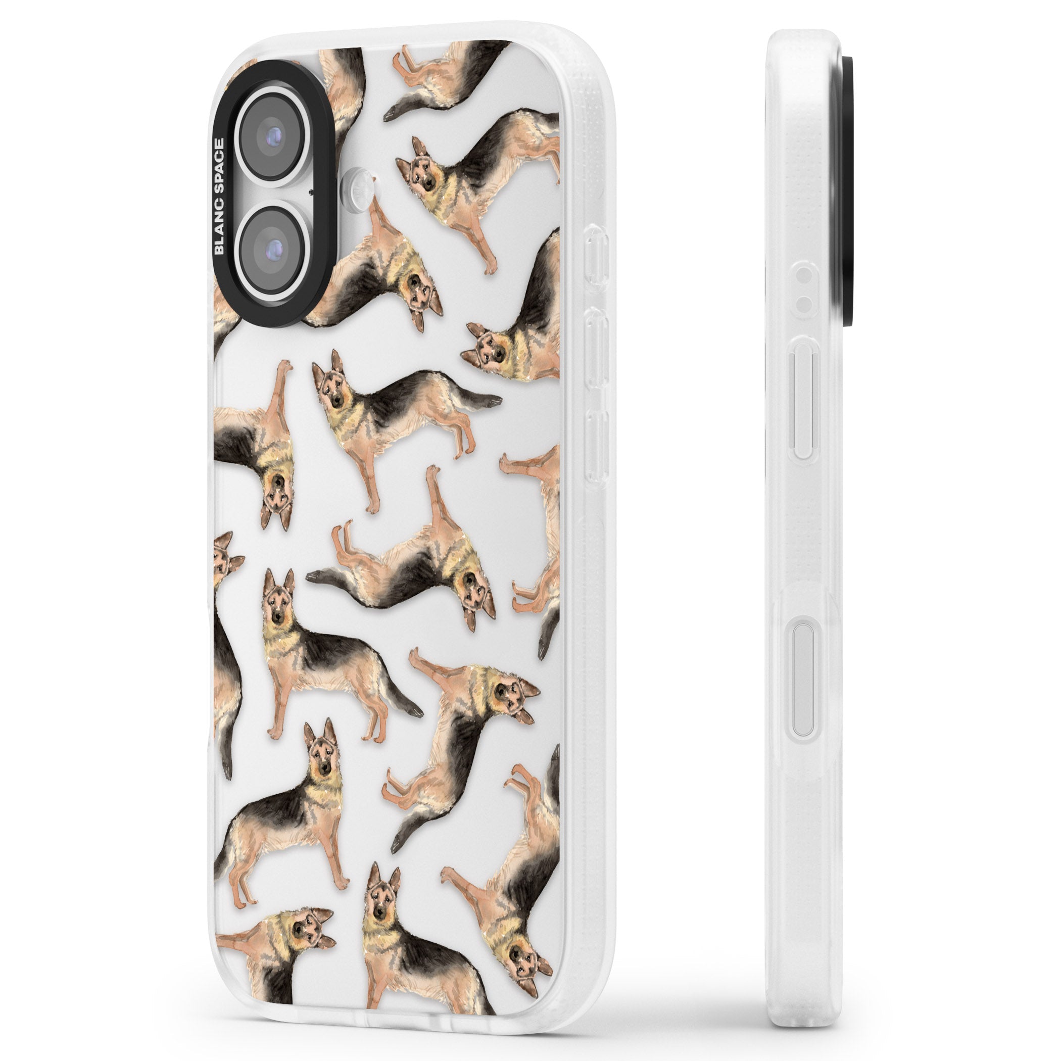 German Shepherd Pattern Classic iPhone 17 Impact Air Clear Phone Case Side Profile