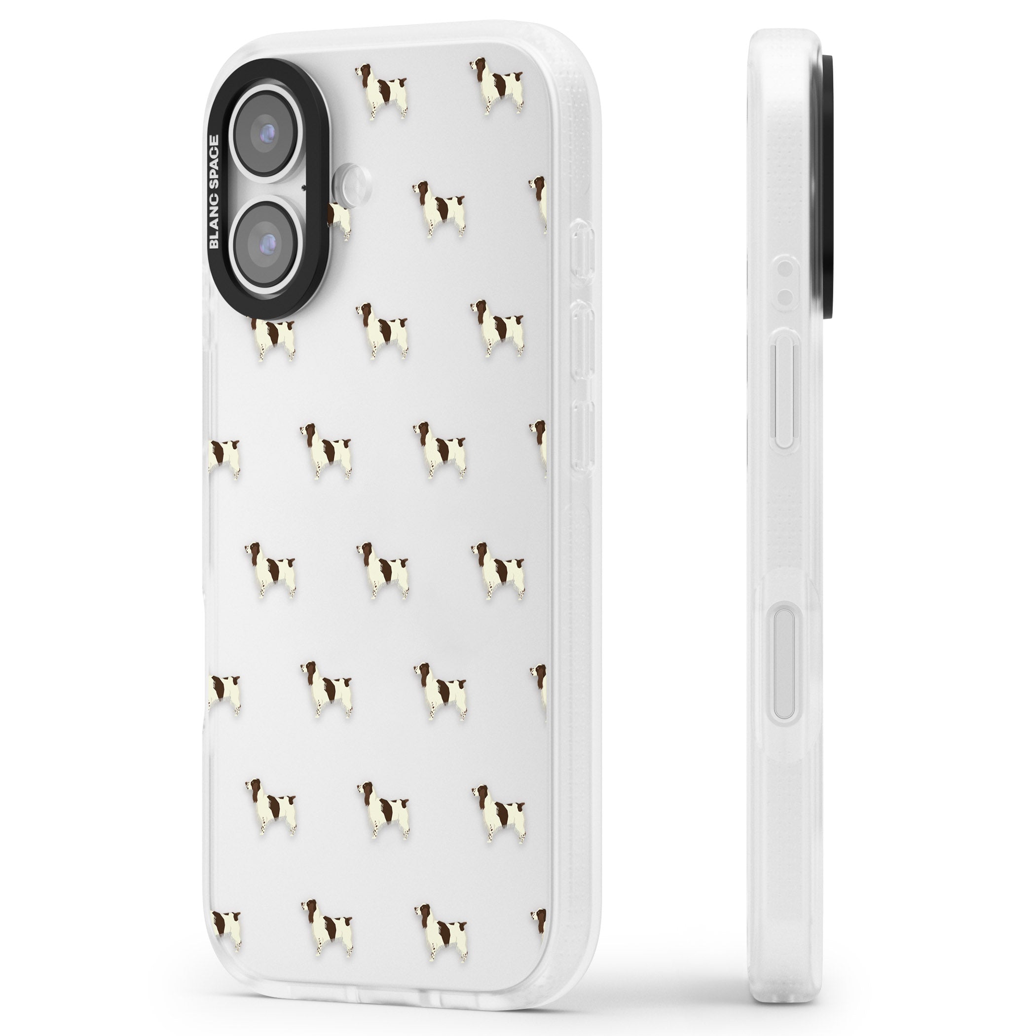 Spaniel Pattern iPhone 17 Impact Air Clear Phone Case Side Profile