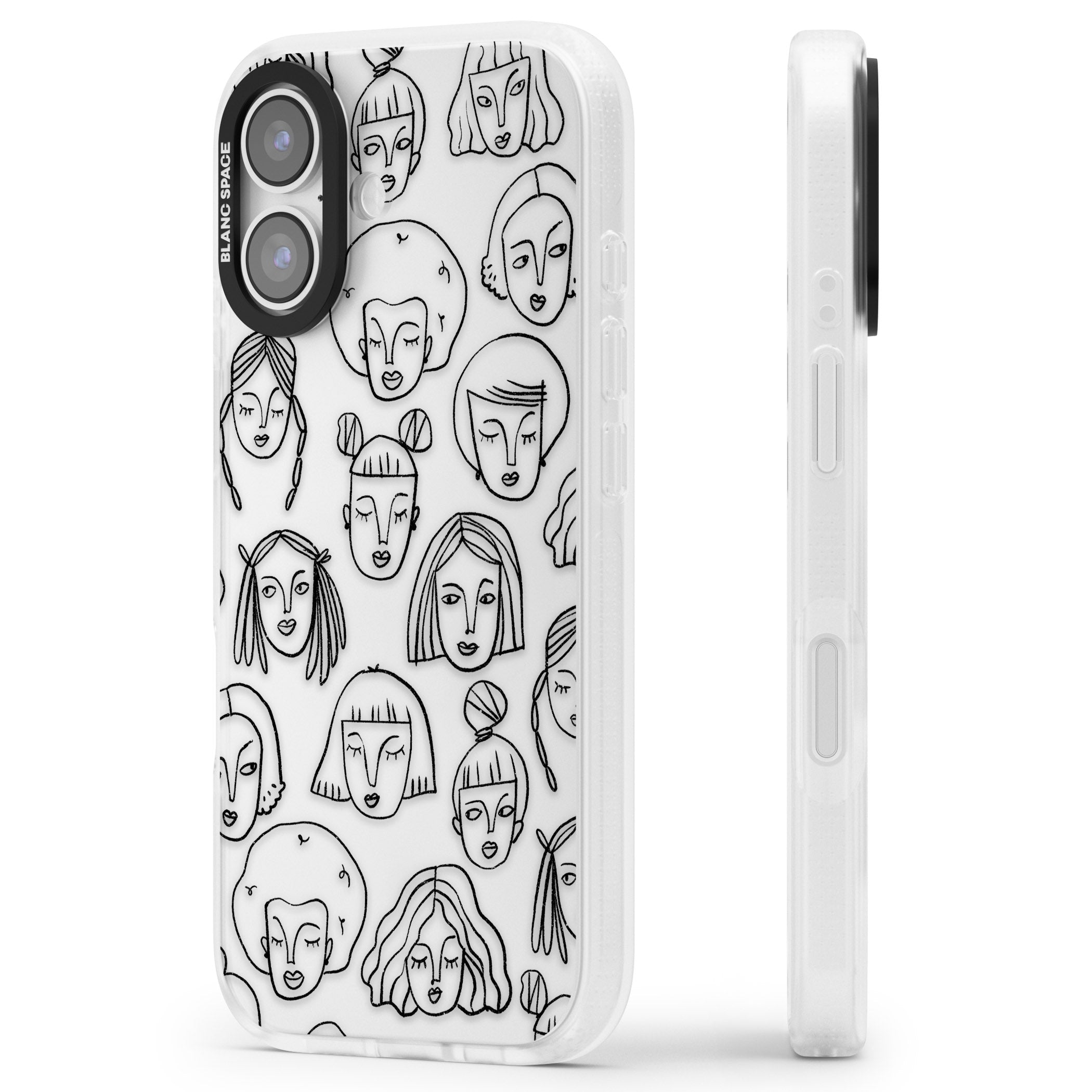 Doodle Face iPhone 17 Impact Air Clear Phone Case Side Profile