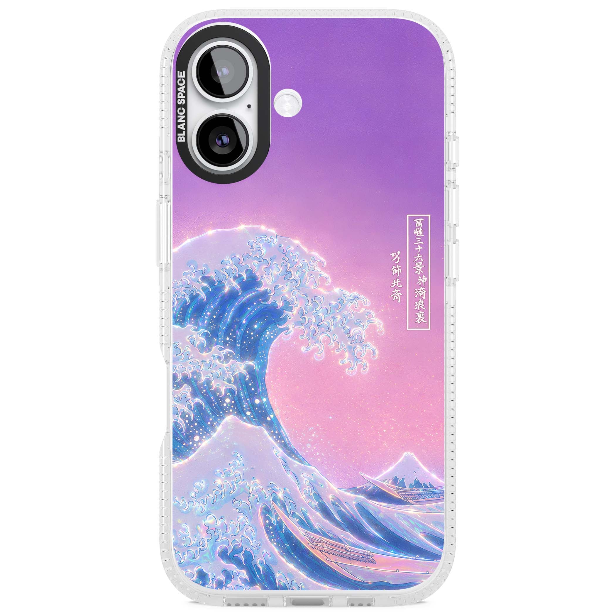 The Great Opal Wave Japanese iPhone case featuring Hokusai's great wave in iridescent pastels with lilac sky and Mou | Clear Case Impact Air case for iPhone 17
