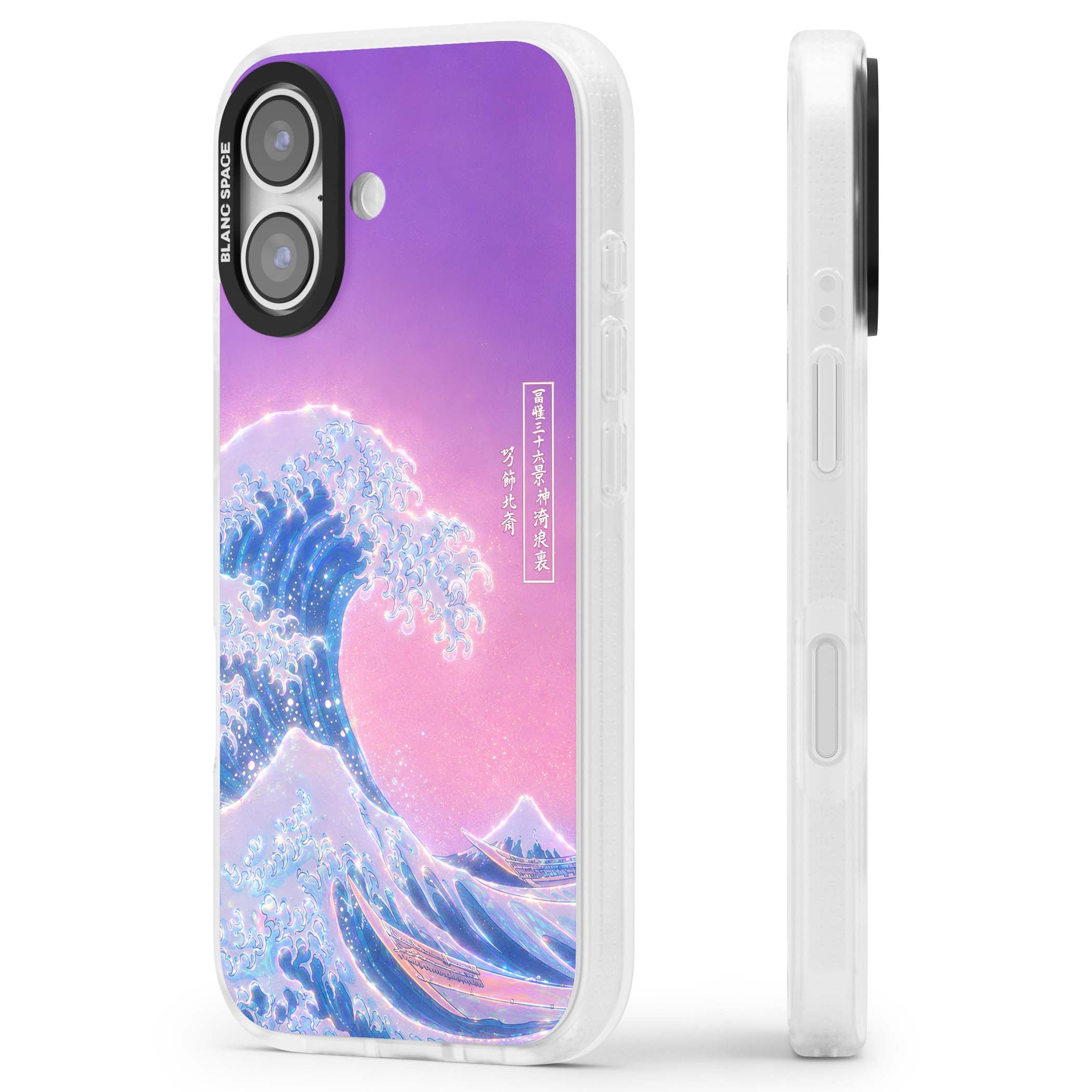 The Great Opal Wave Japanese iPhone case featuring Hokusai's great wave in iridescent pastels with lilac sky and Mou | Clear Case Impact Air case for iPhone 17