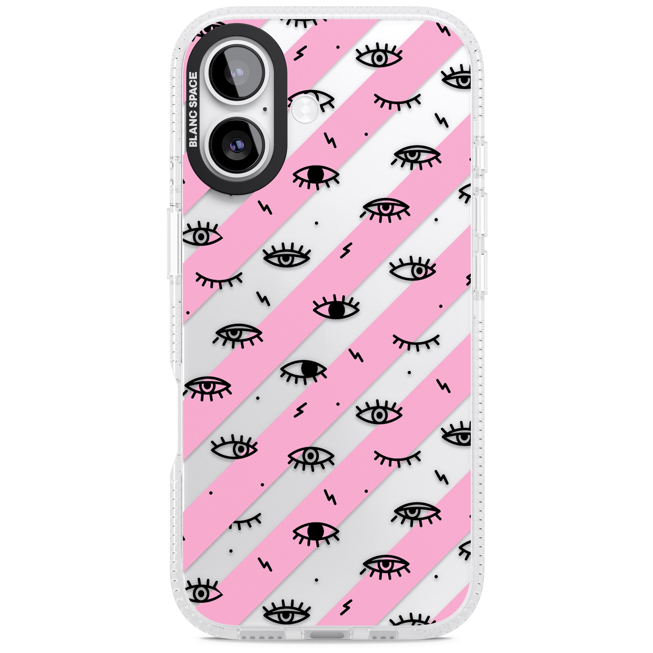 Pink Stripe Eyes iPhone 17 Impact Air Clear Phone Case