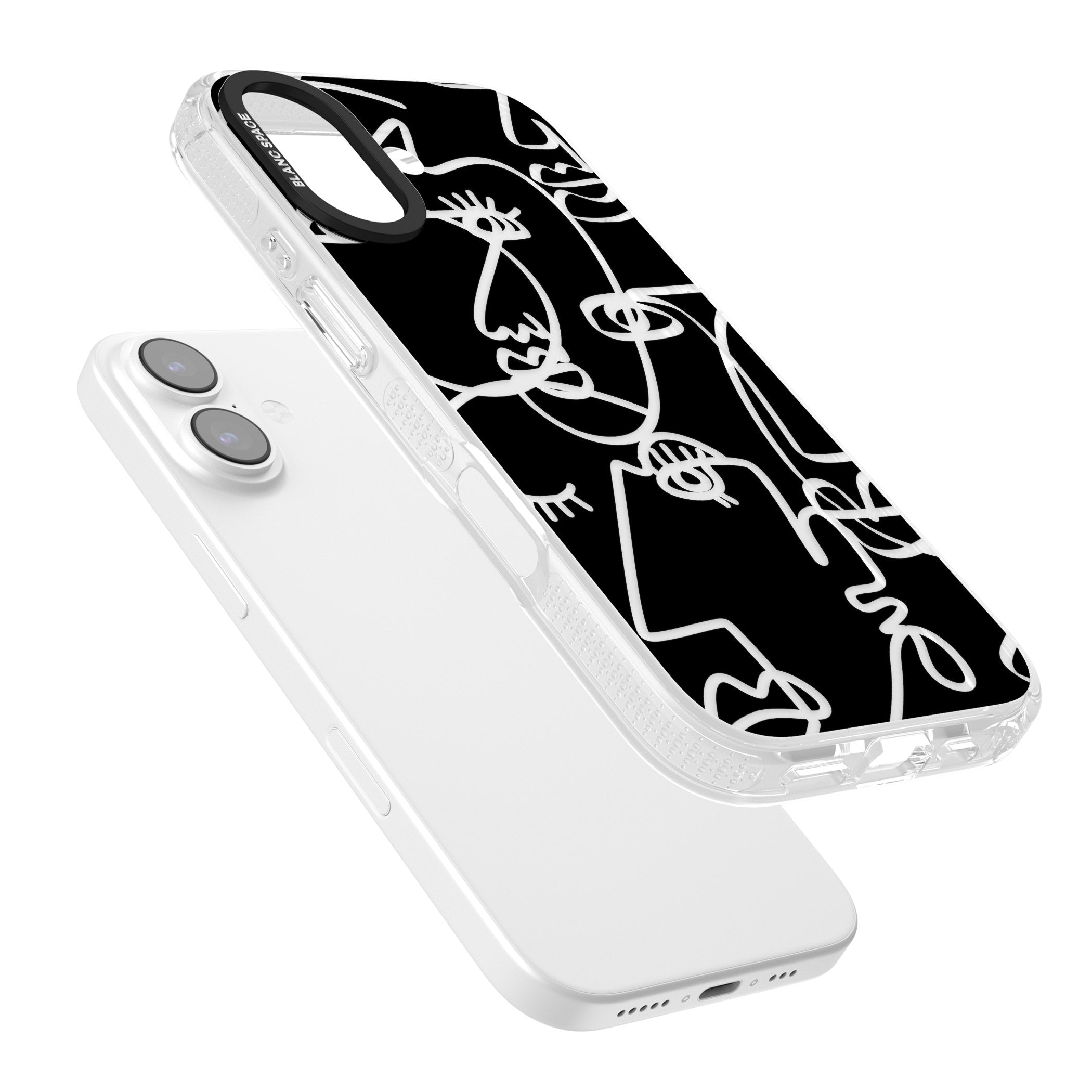 Abstract Line Art Clear Black iPhone 17 Impact Air Clear Phone Case Colours
