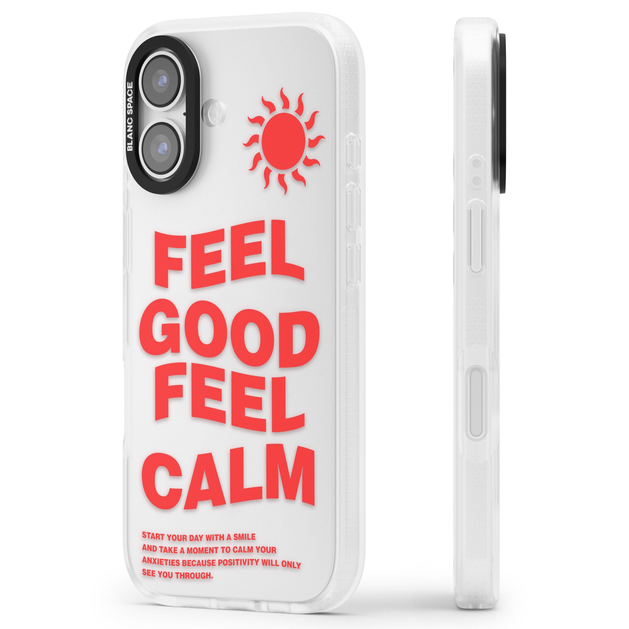 Feel Good Feel Calm (Red) iPhone 17 Impact Air Clear Phone Case Side Profile