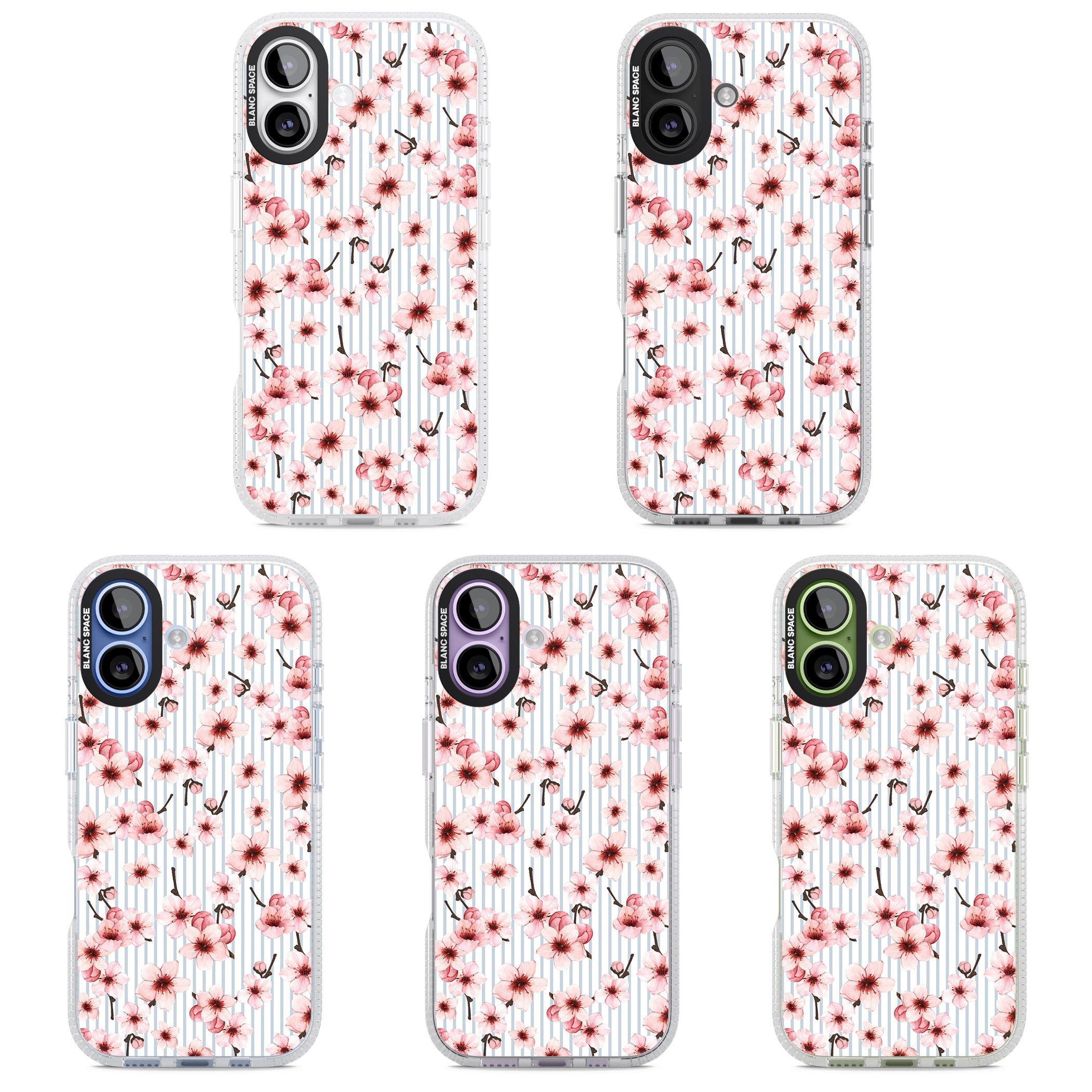 Cherry Blossoms Striped iPhone 17 Impact Air Clear Phone Case APT Impact Protection