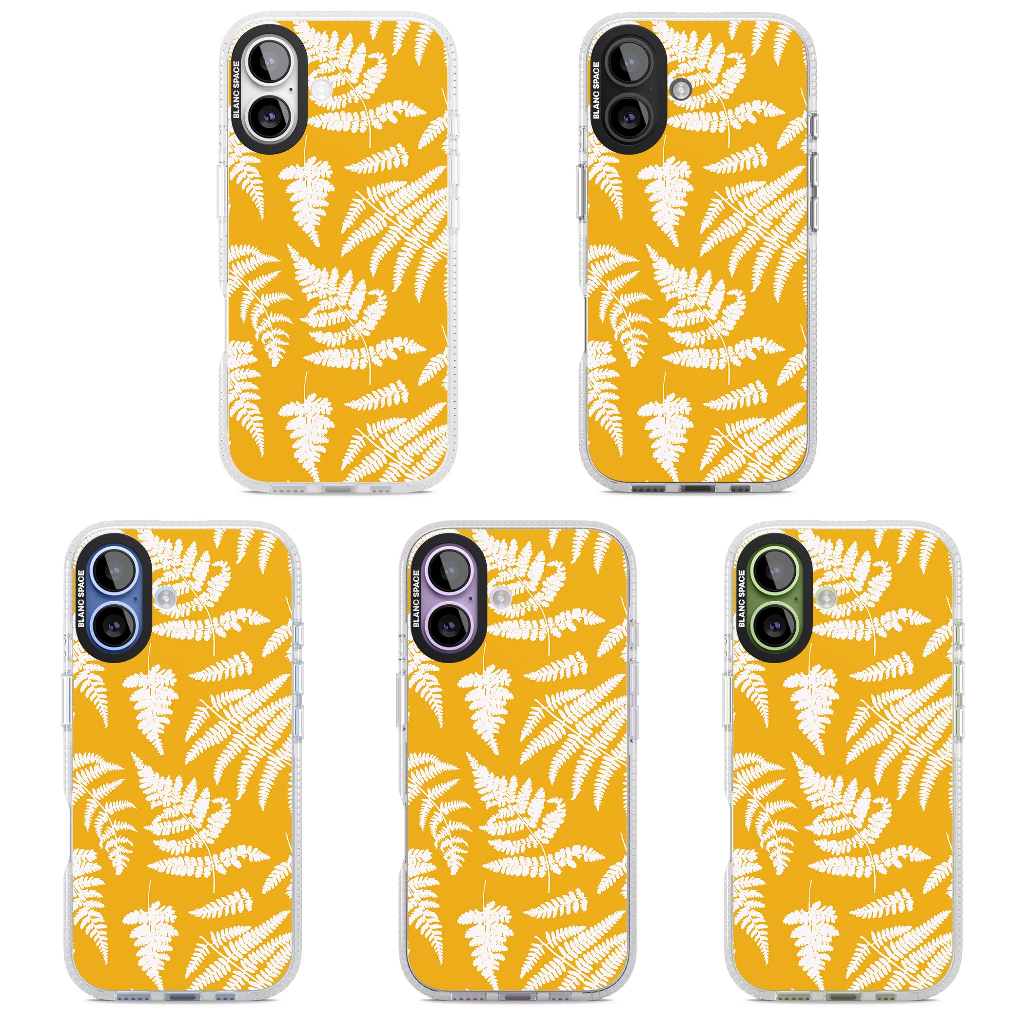 Fern Pattern On Yellow iPhone 17 Impact Air Clear Phone Case APT Impact Protection