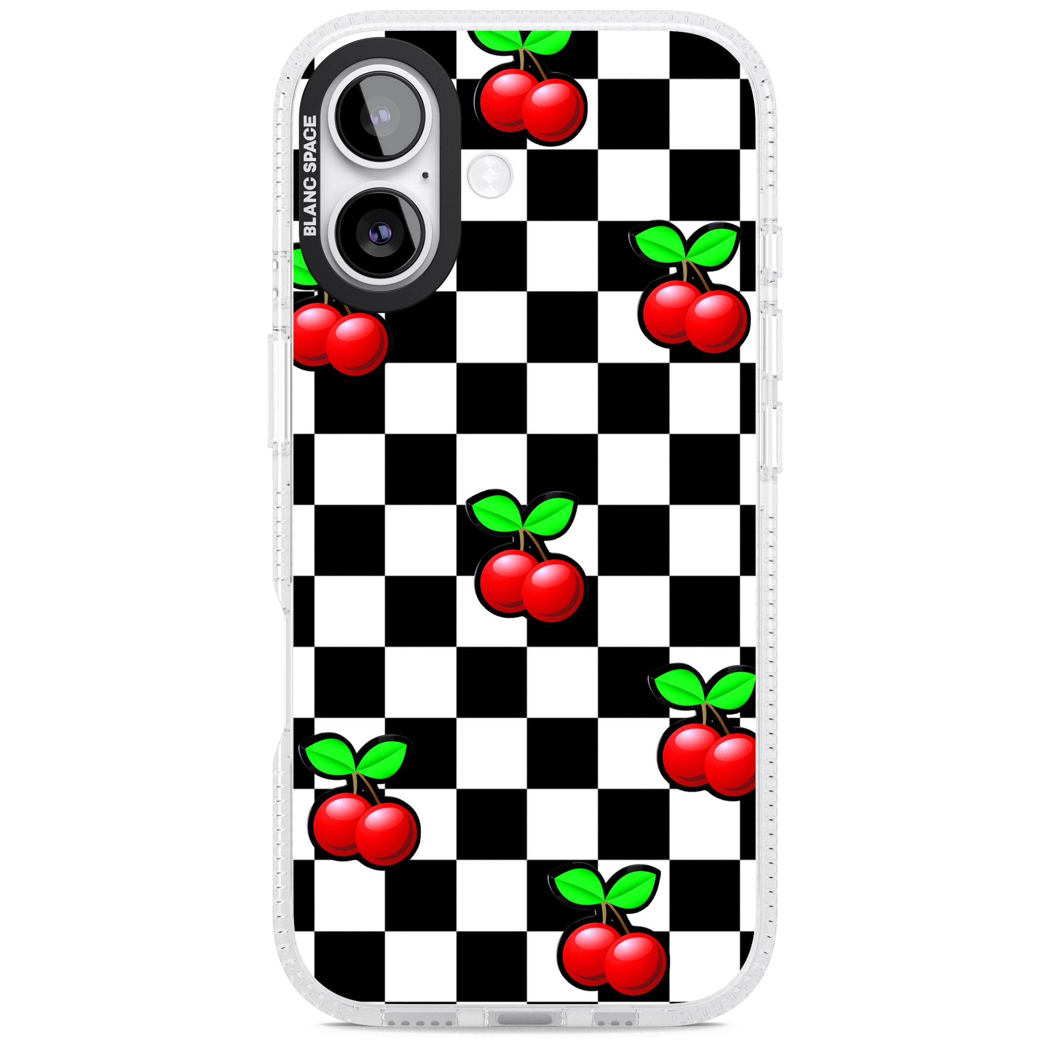 Checkered Cherry iPhone 17 Impact Air Clear Phone Case