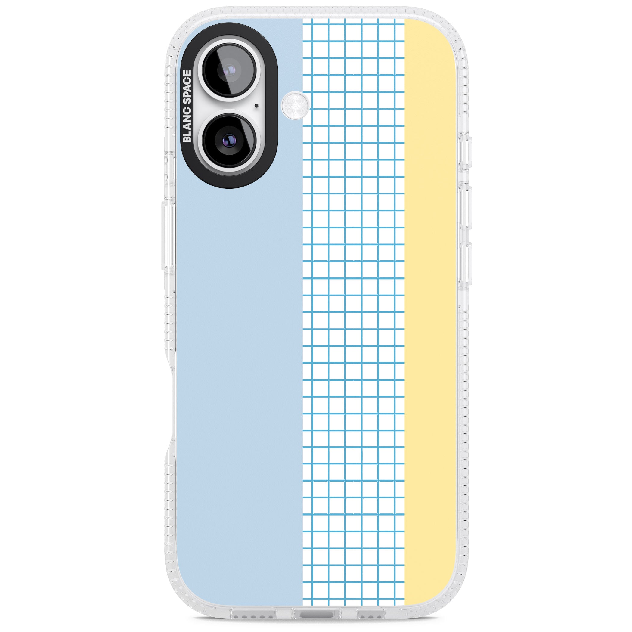 Abstract Grid Blue & Yellow iPhone 17 Impact Air Clear Phone Case
