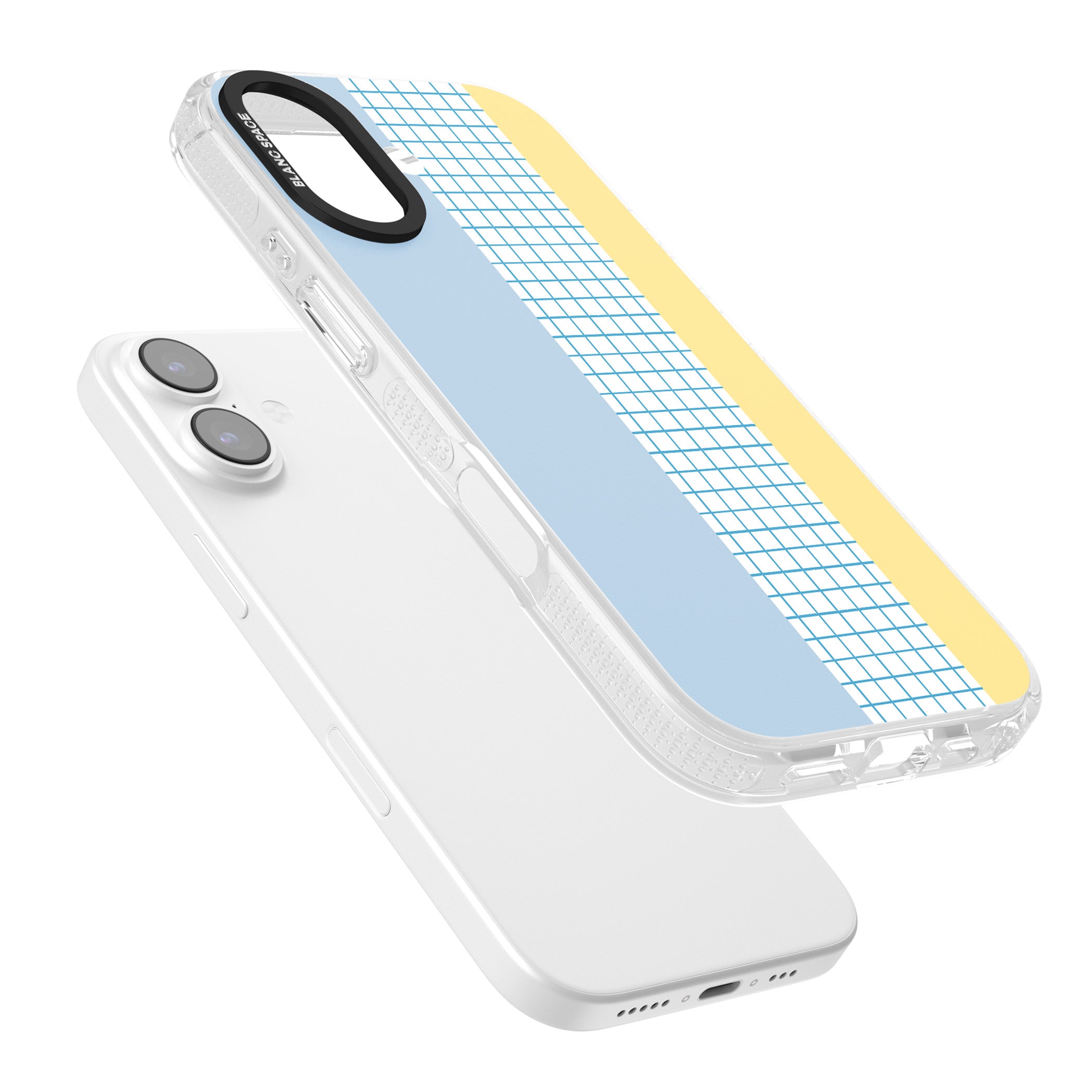 Abstract Grid Blue & Yellow iPhone 17 Impact Air Clear Phone Case Colours