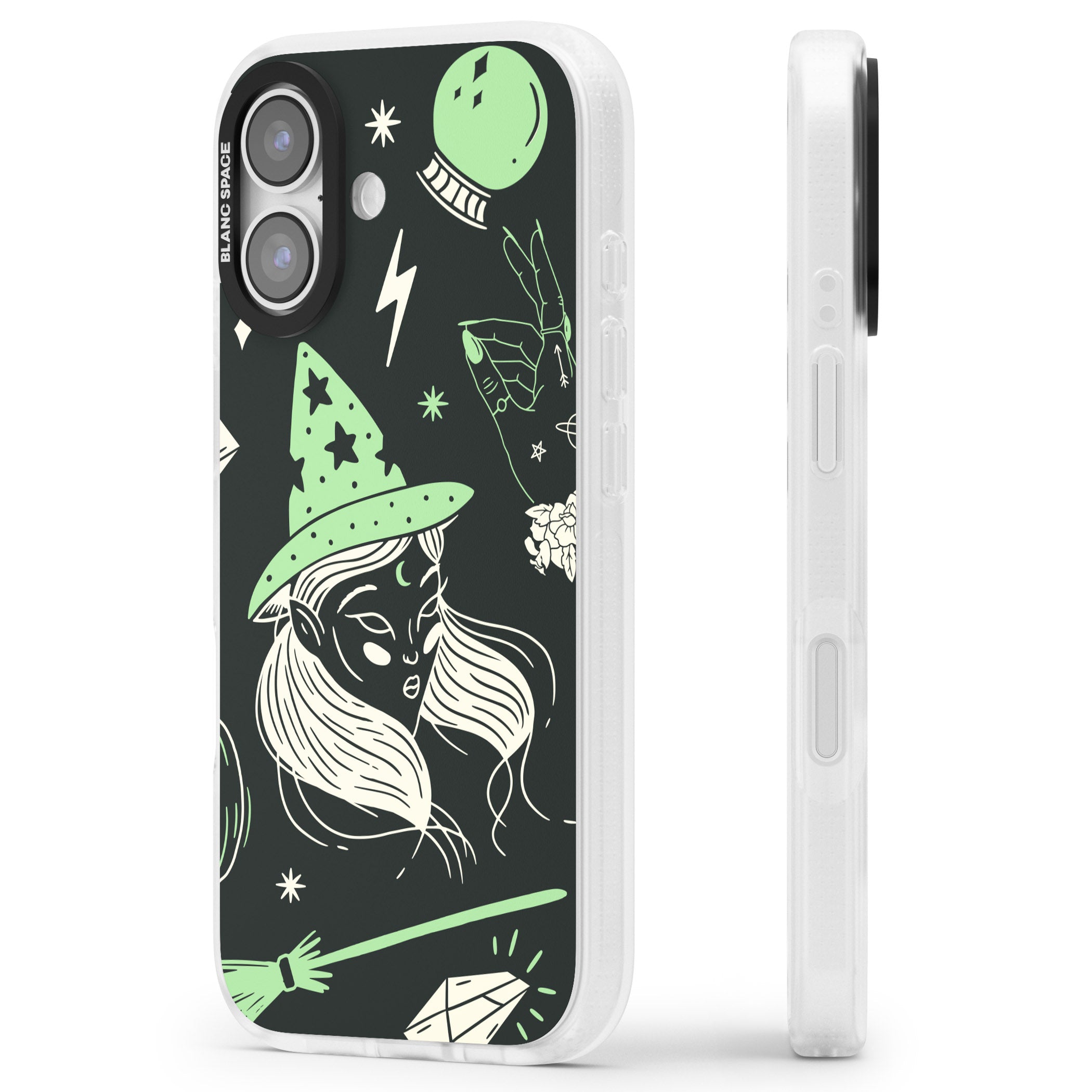 Astrology Witch Pattern iPhone 17 Impact Air Clear Phone Case Side Profile