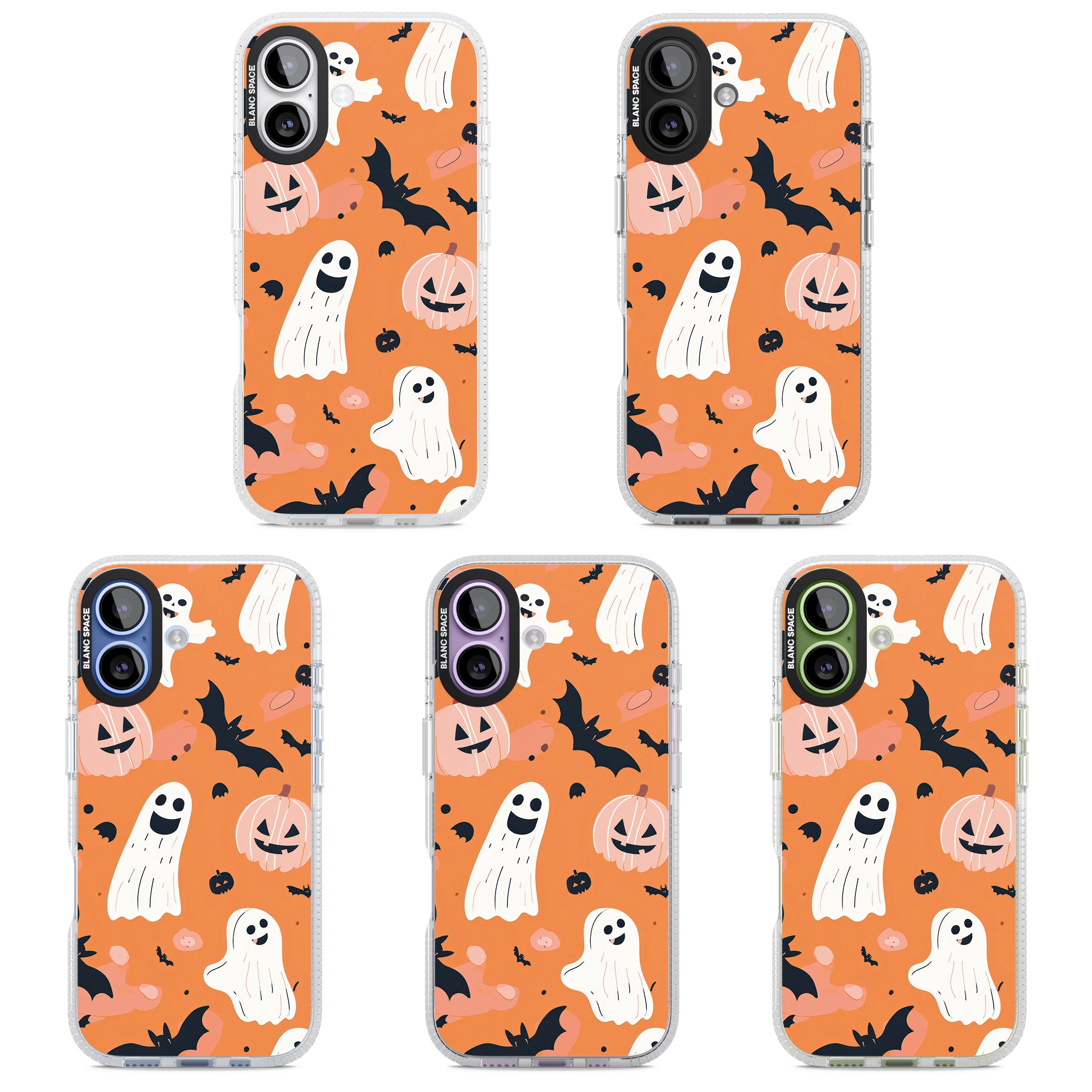 Orange Halloween Pattern iPhone 17 Impact Air Clear Phone Case APT Impact Protection