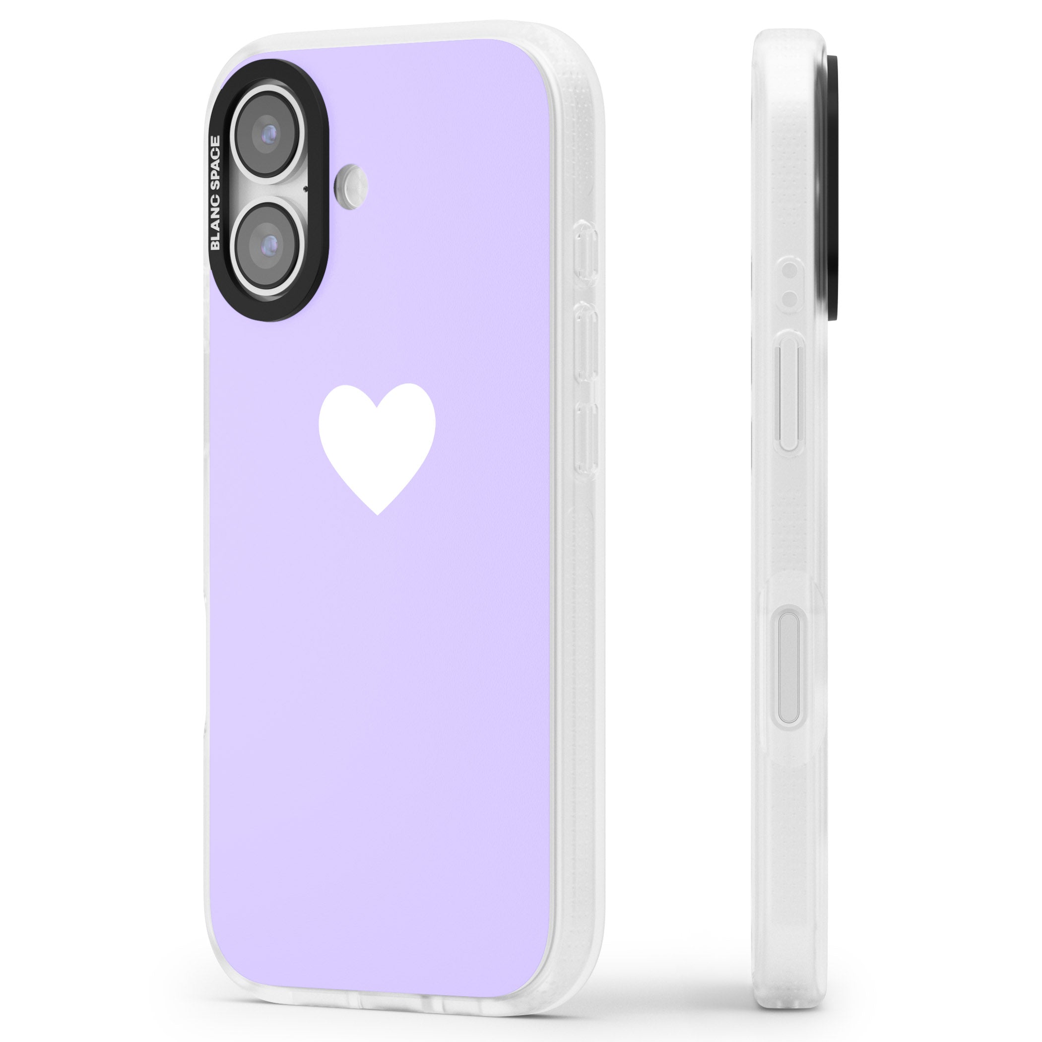 Pale Purple Heart iPhone 17 Impact Air Clear Phone Case Side Profile