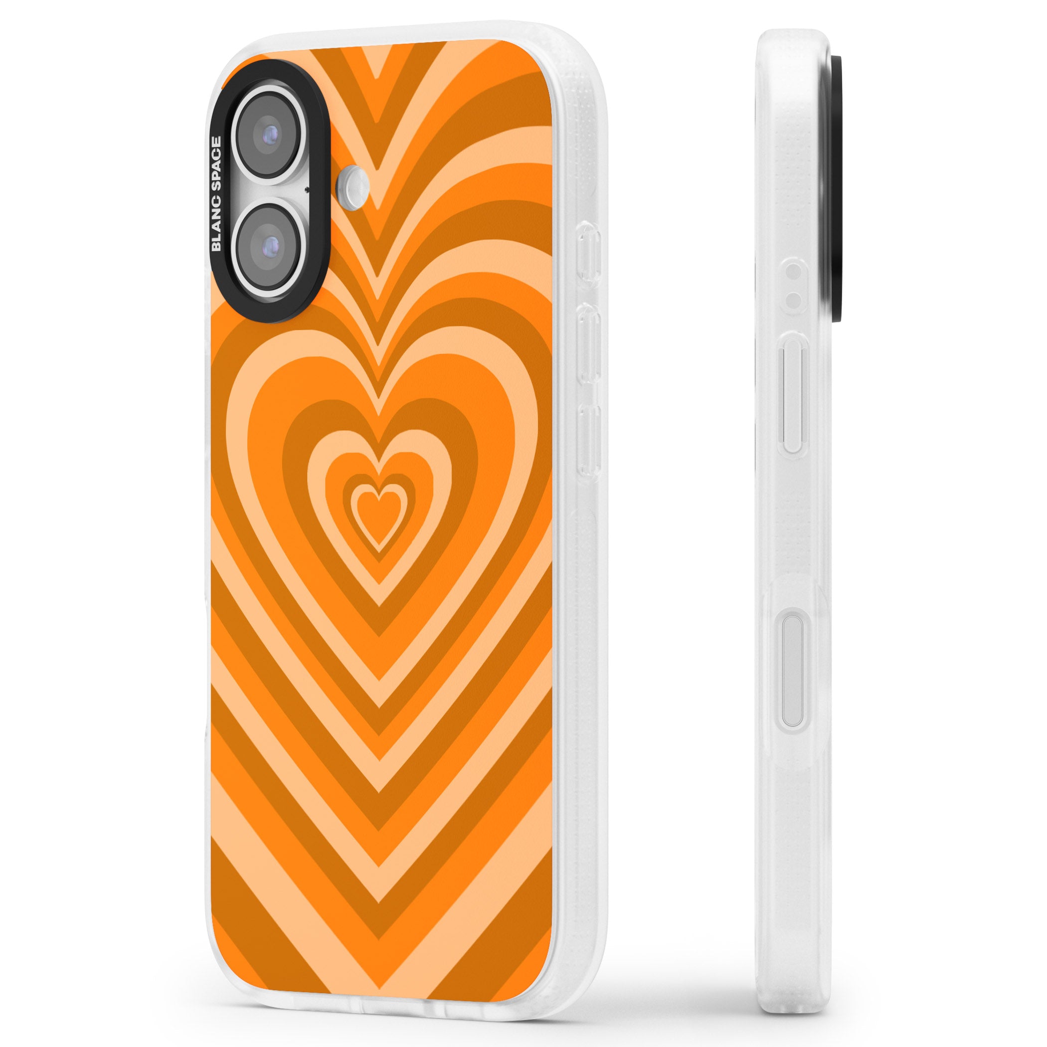 Orange Heart Illusion iPhone 17 Impact Air Clear Phone Case Side Profile