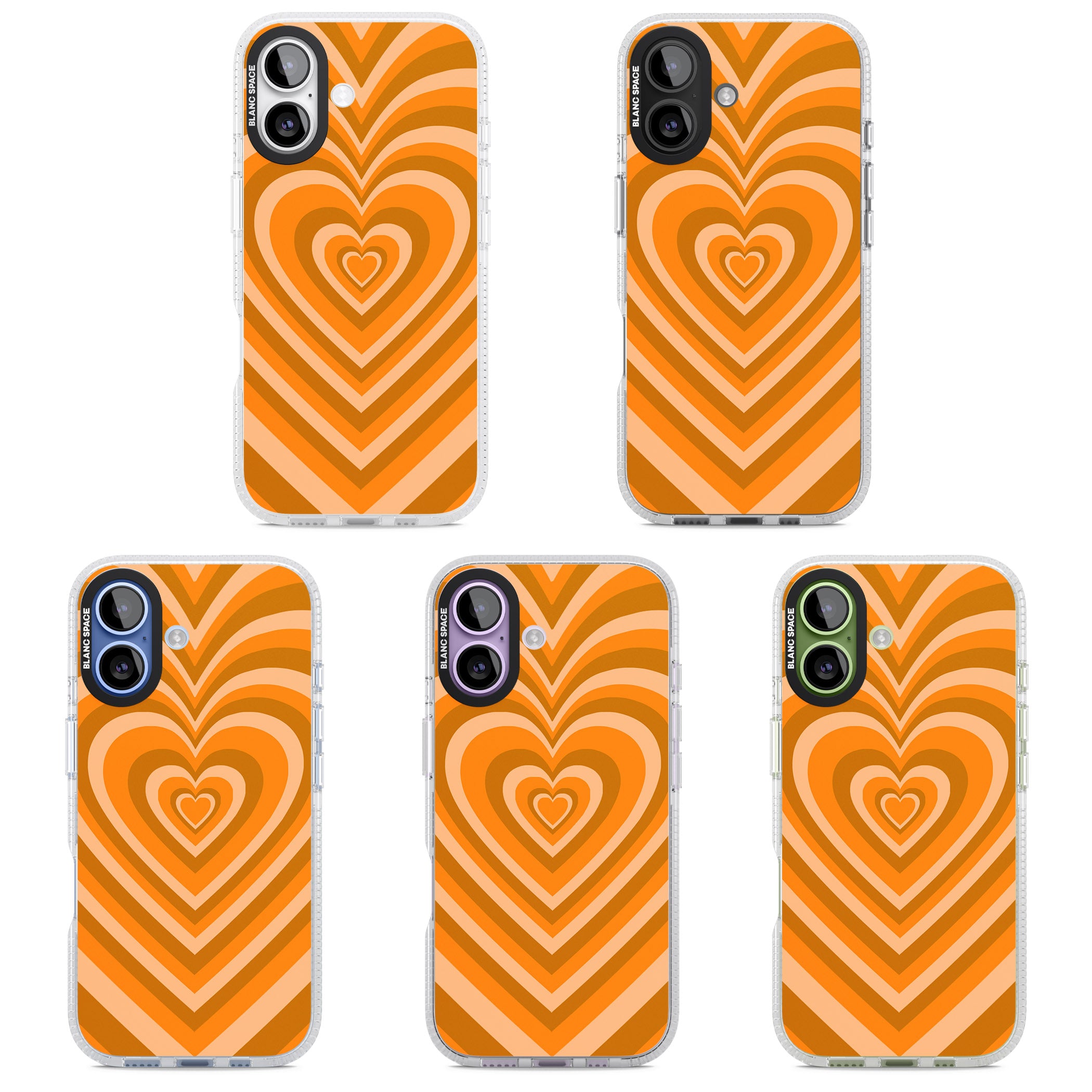 Orange Heart Illusion iPhone 17 Impact Air Clear Phone Case APT Impact Protection