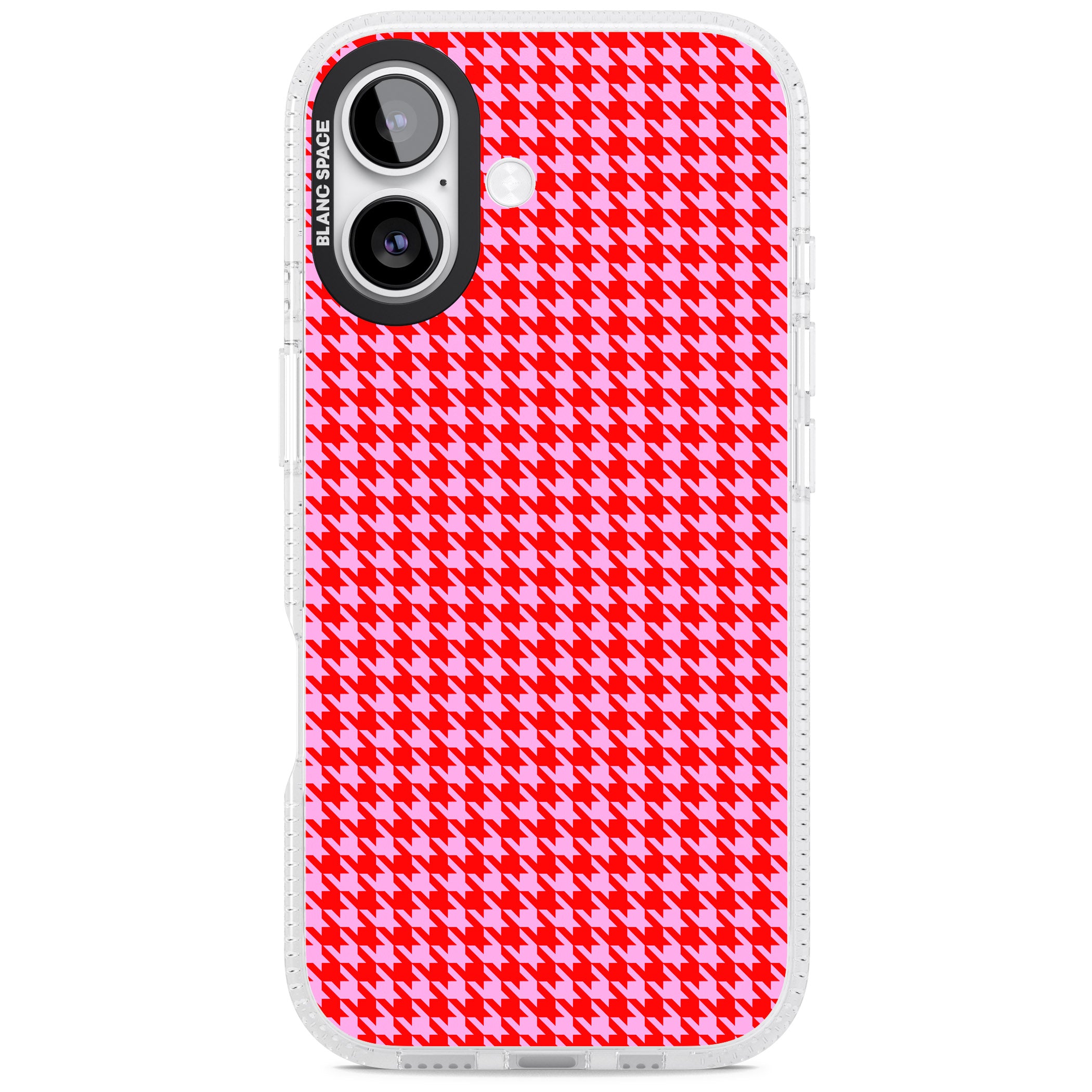Neon Pink & Red Houndstooth iPhone 17 Impact Air Clear Phone Case
