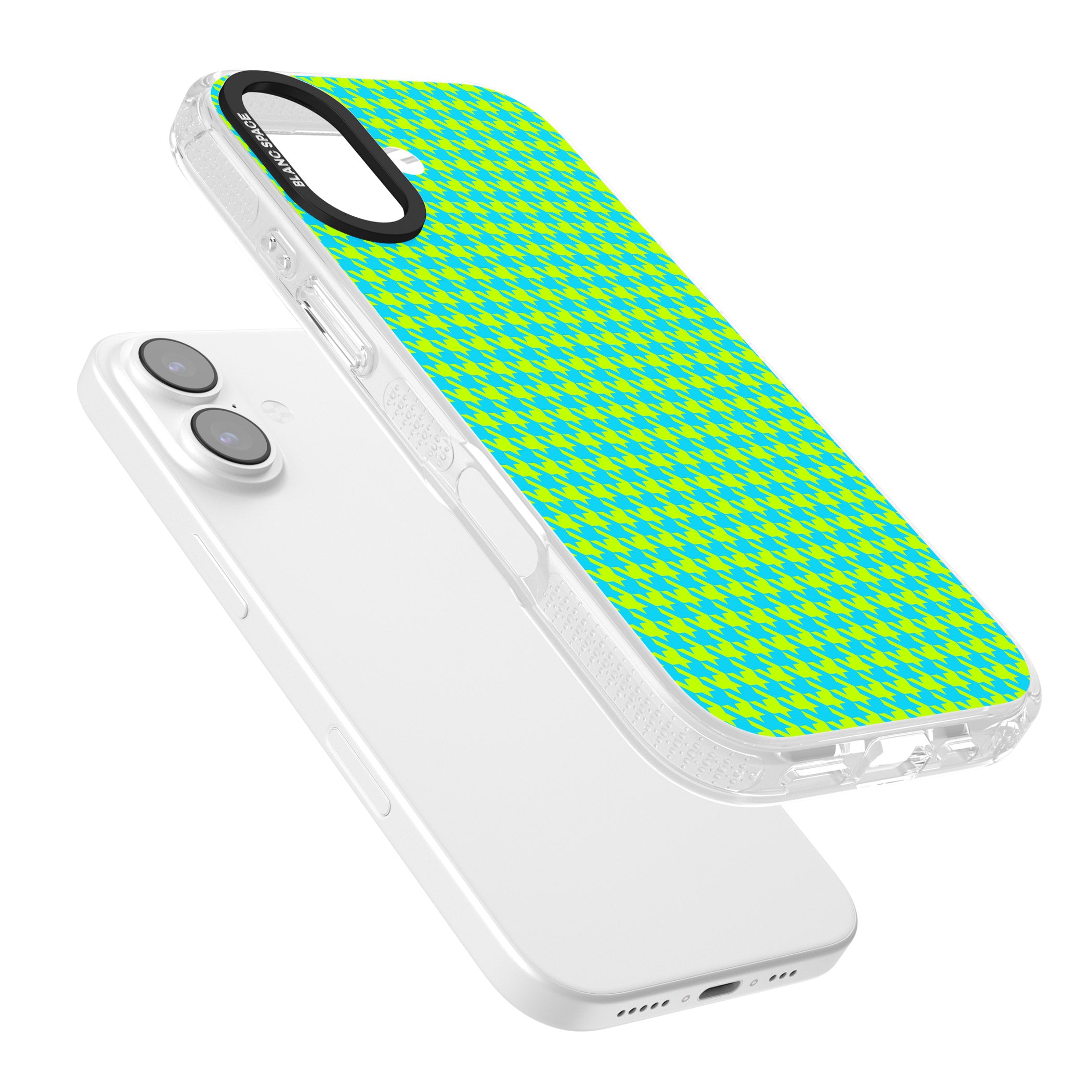 Neon Lime & Turquoise Houndstooth iPhone 17 Impact Air Clear Phone Case Colours