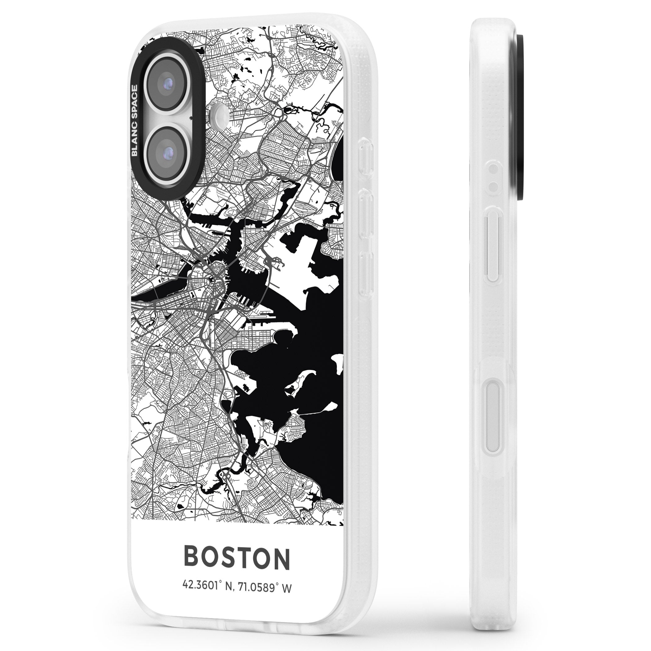Boston Map iPhone 17 Impact Air Clear Phone Case Side Profile