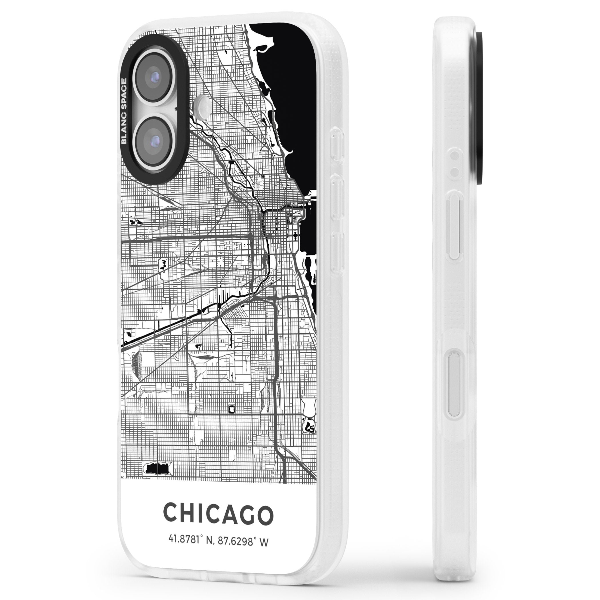 Chicago Map iPhone 17 Impact Air Clear Phone Case Side Profile