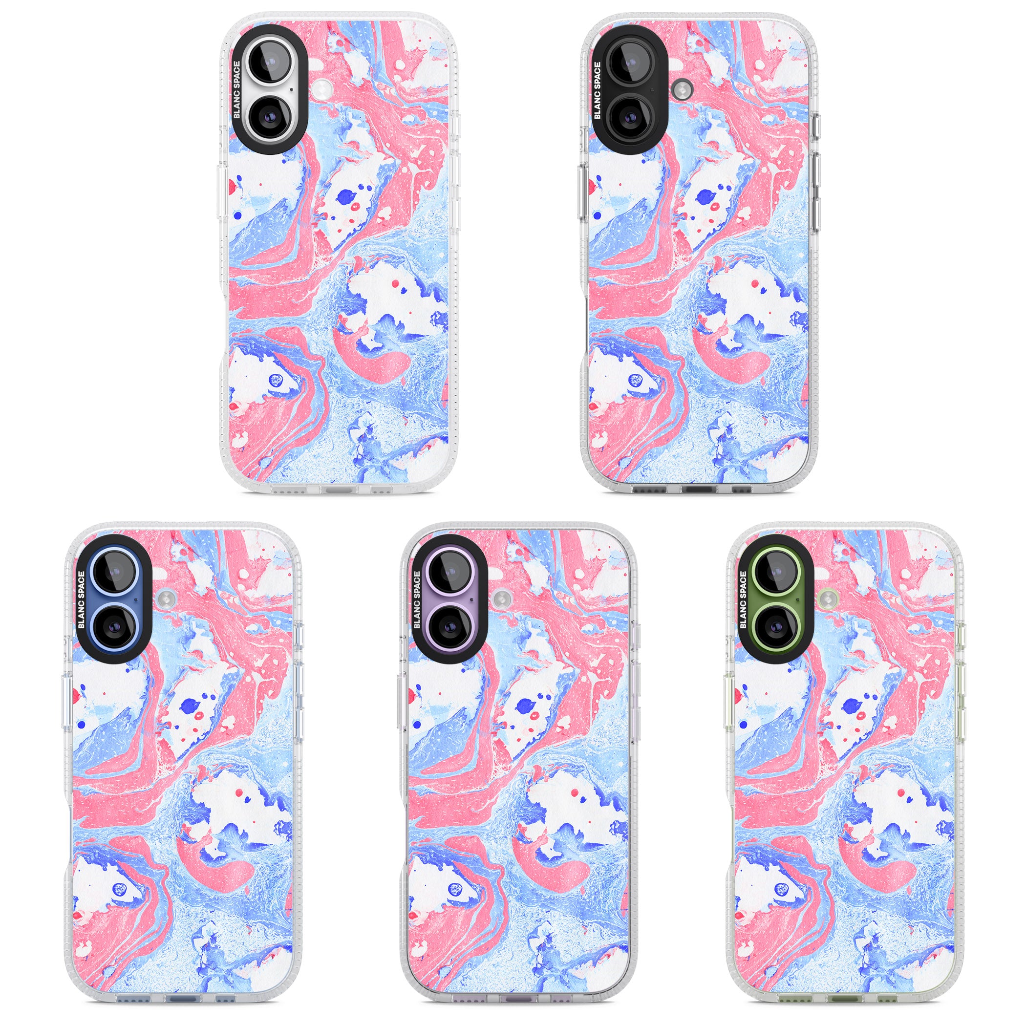 Pink, Blue & White Marbled Paper Pattern iPhone 17 Impact Air Clear Phone Case APT Impact Protection