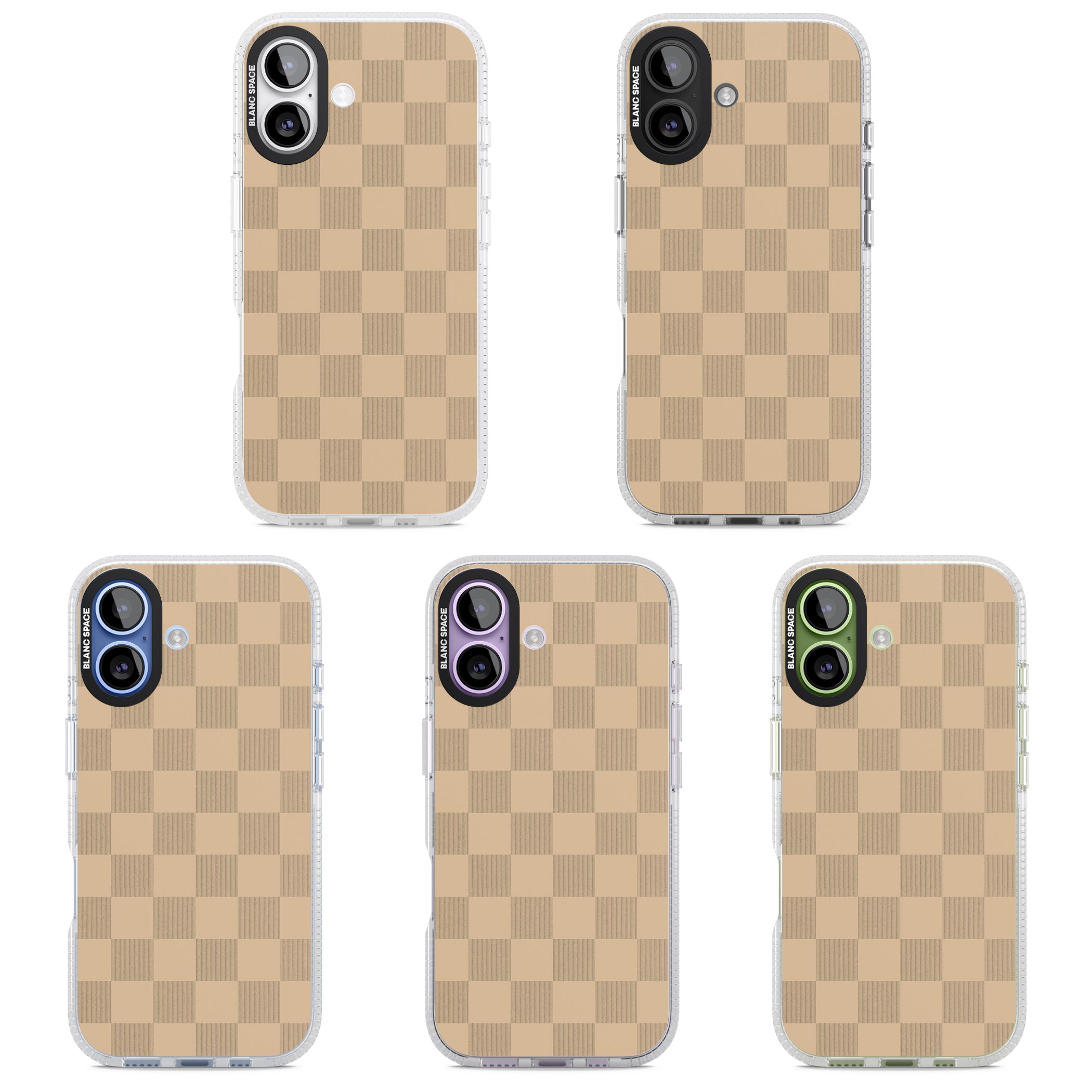 Beige Checkered iPhone 17 Impact Air Clear Phone Case APT Impact Protection