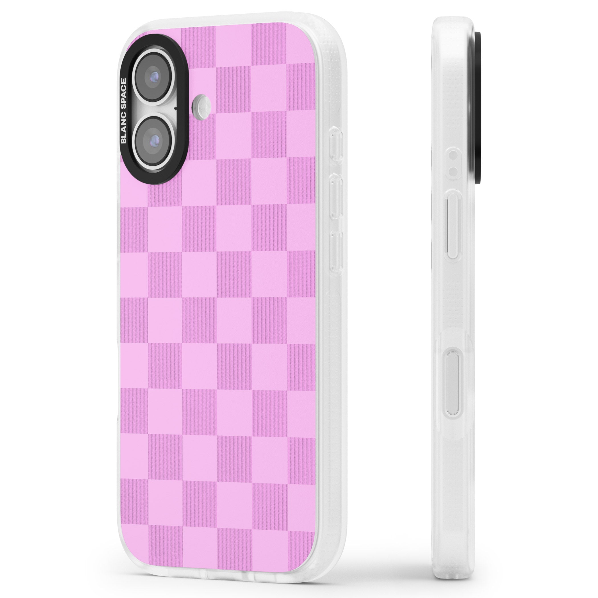 Bubblegum Checkered iPhone 17 Impact Air Clear Phone Case Side Profile