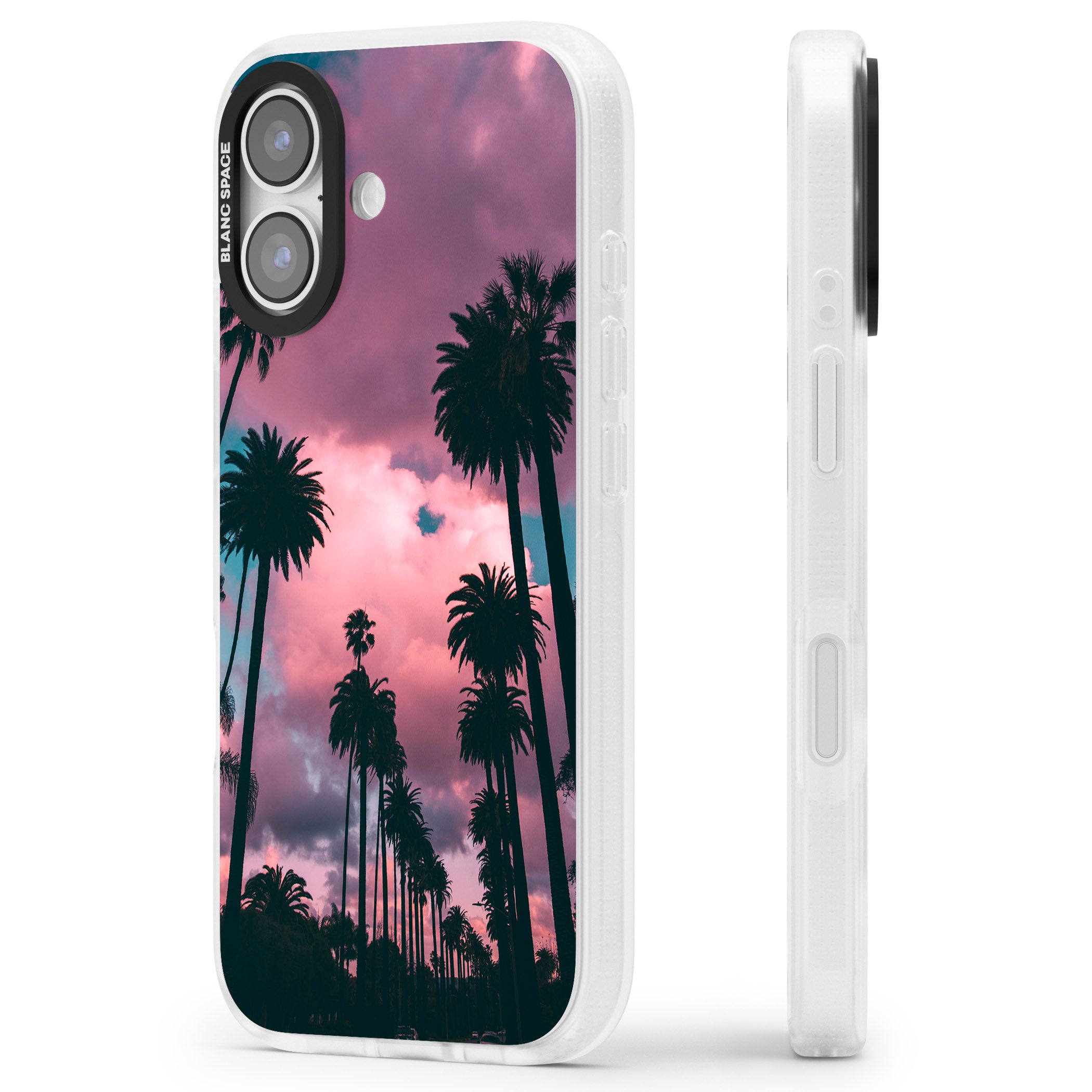 Sunset Palms iPhone 17 Impact Air Clear Phone Case Side Profile