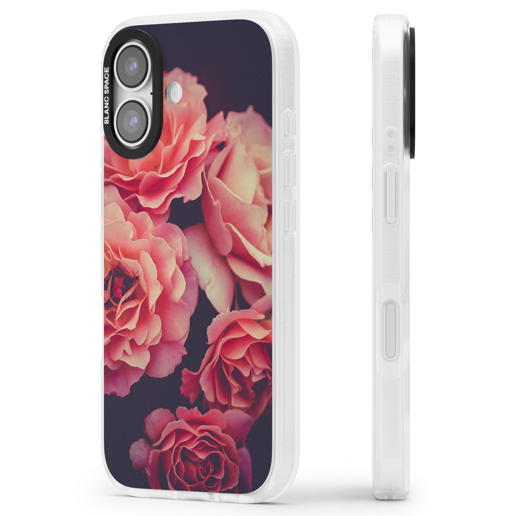Midnight Rose Bloom iPhone 17 Impact Air Clear Phone Case Side Profile