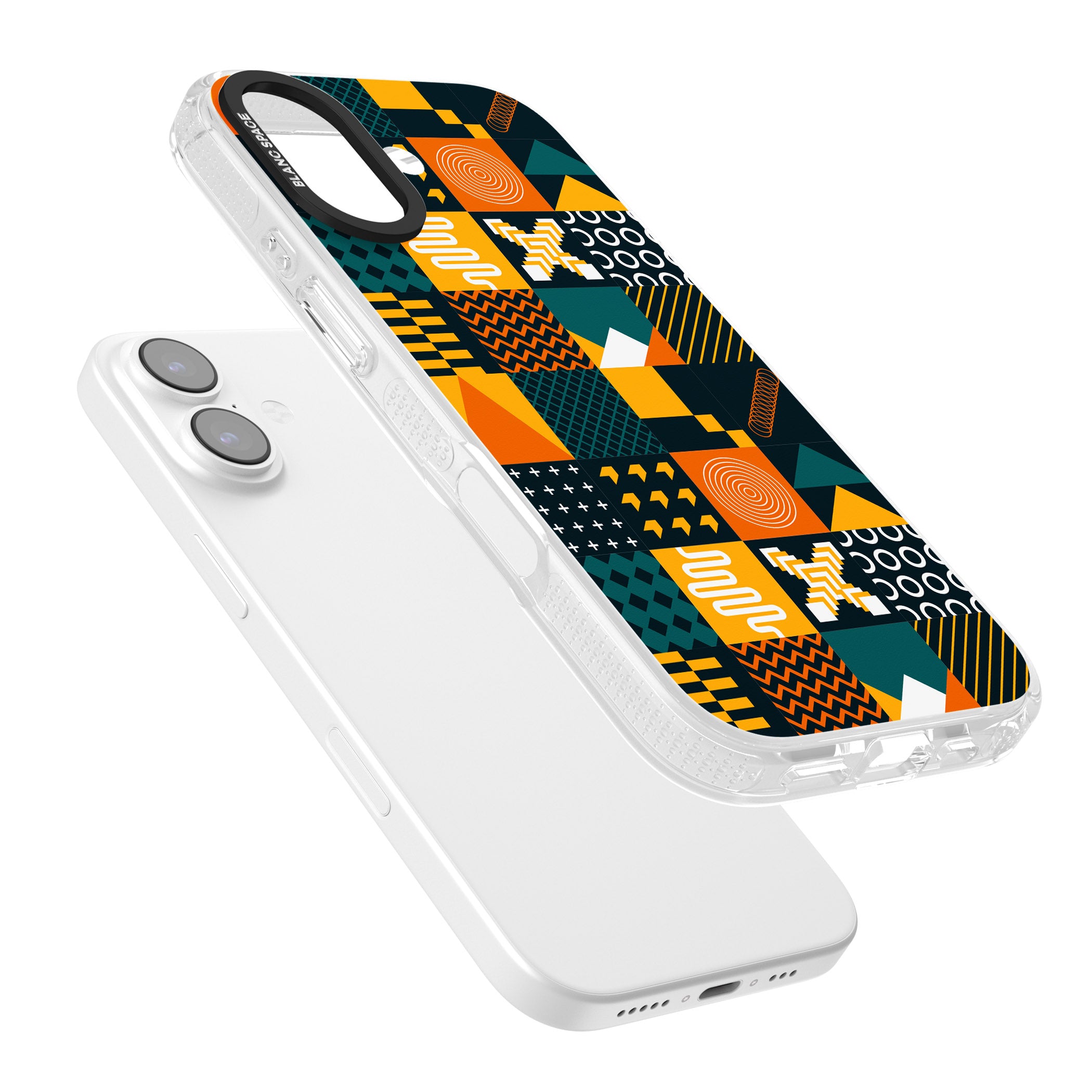 Funky Geometric Patterns: Orange & Dark Green iPhone 17 Impact Air Clear Phone Case Colours