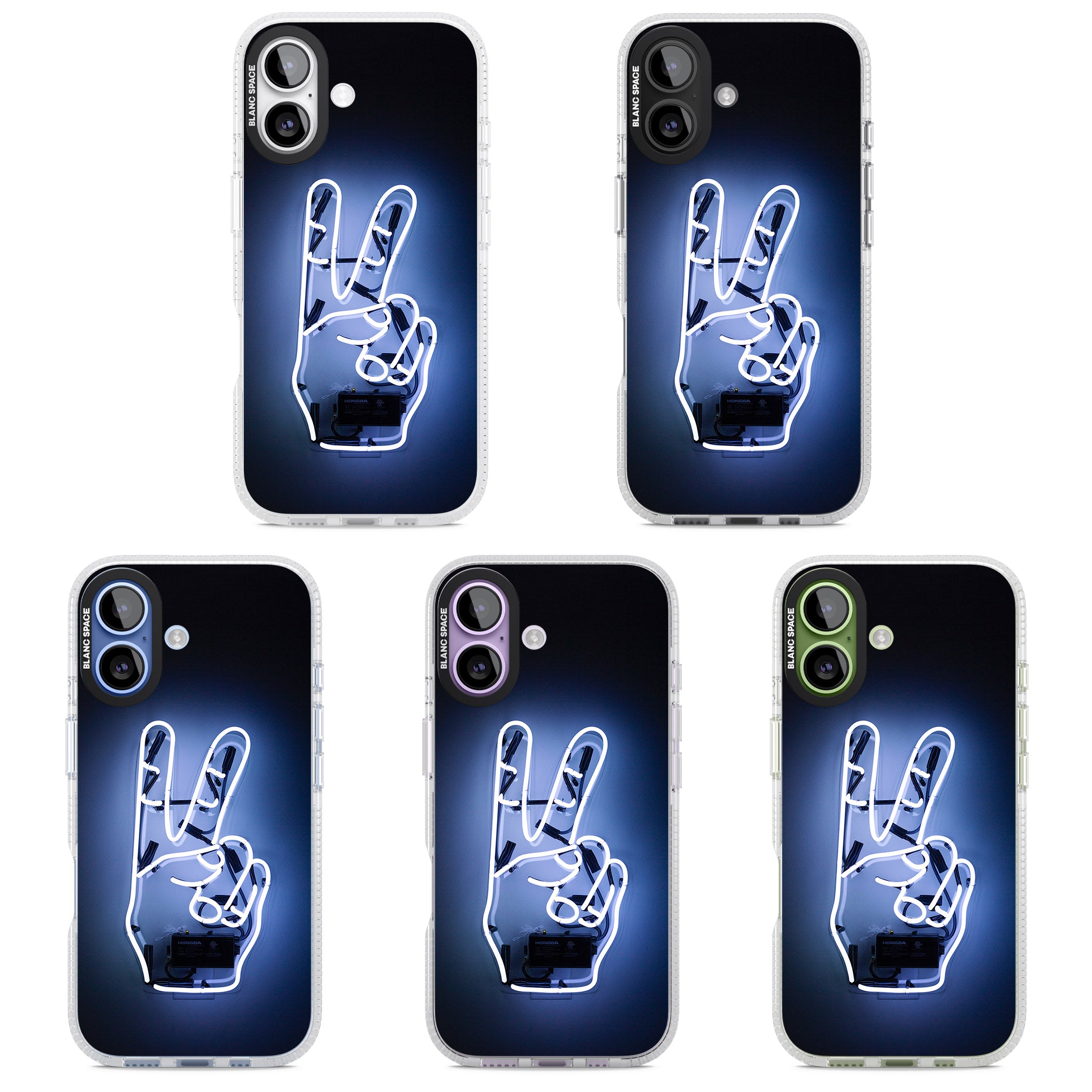 Neon Peace Sign iPhone 17 Impact Air Clear Phone Case APT Impact Protection