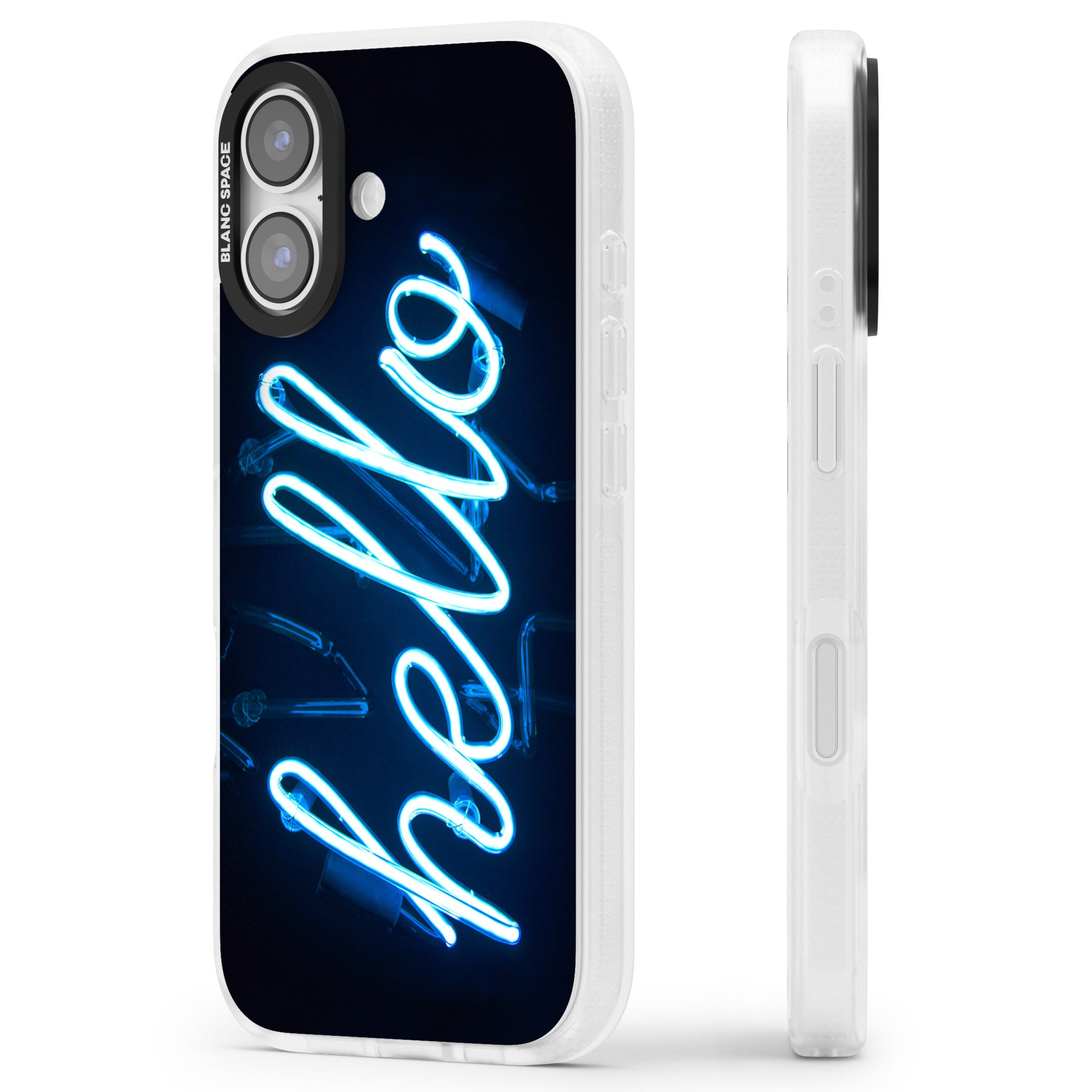 Hello Neon Sign iPhone 17 Impact Air Clear Phone Case Side Profile