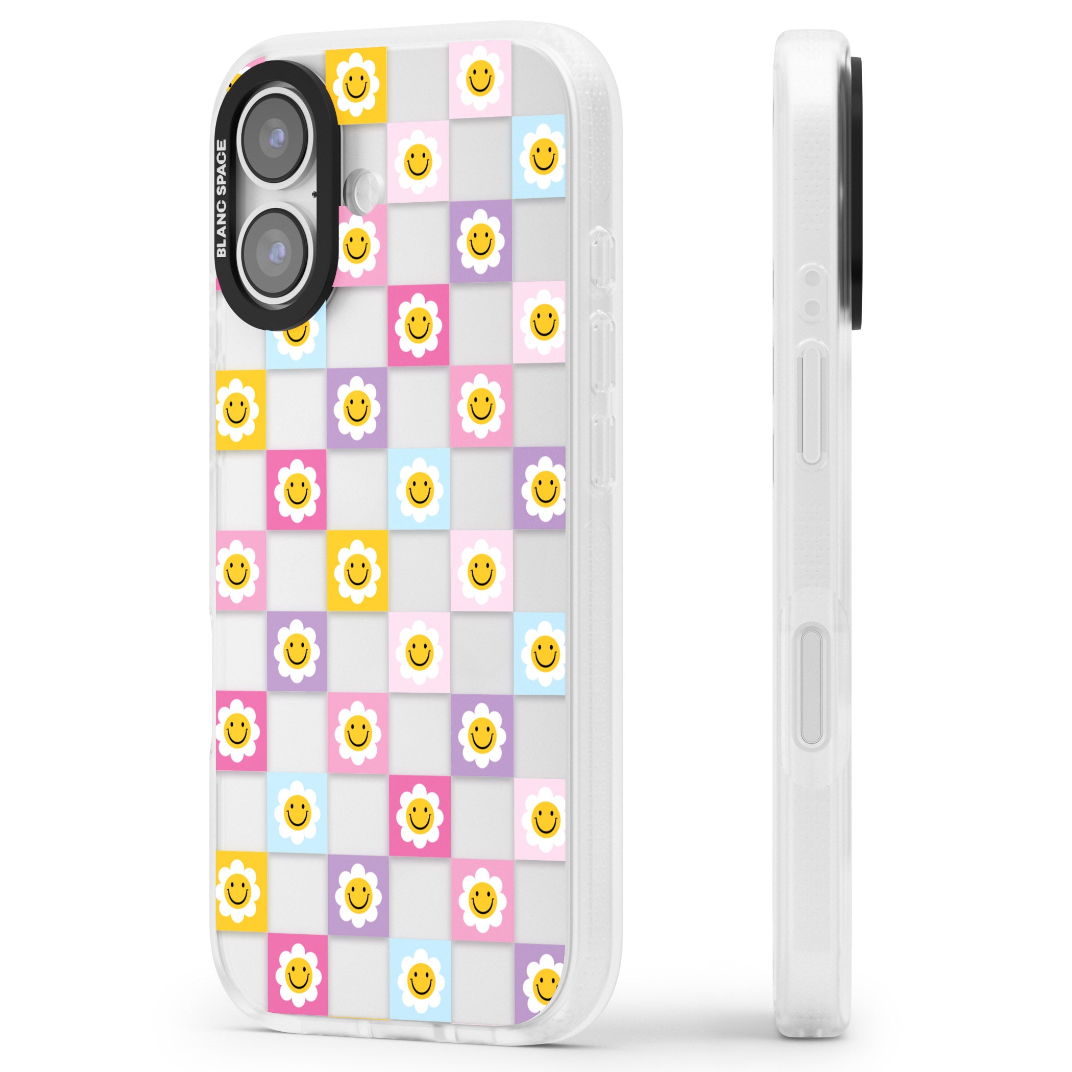 Daisy Squares Pattern iPhone 17 Impact Air Clear Phone Case Side Profile