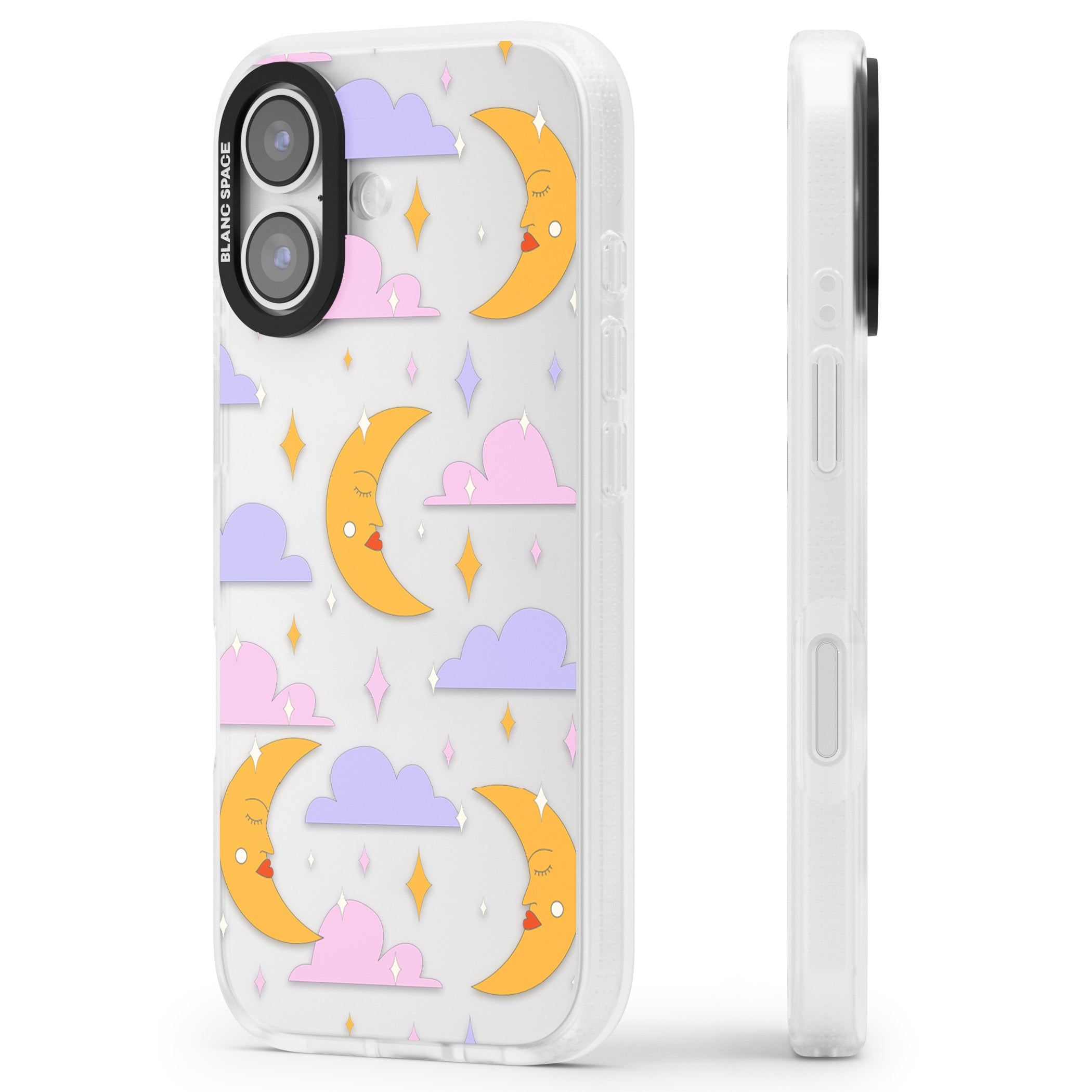 Moons & Clouds iPhone 17 Impact Air Clear Phone Case Side Profile