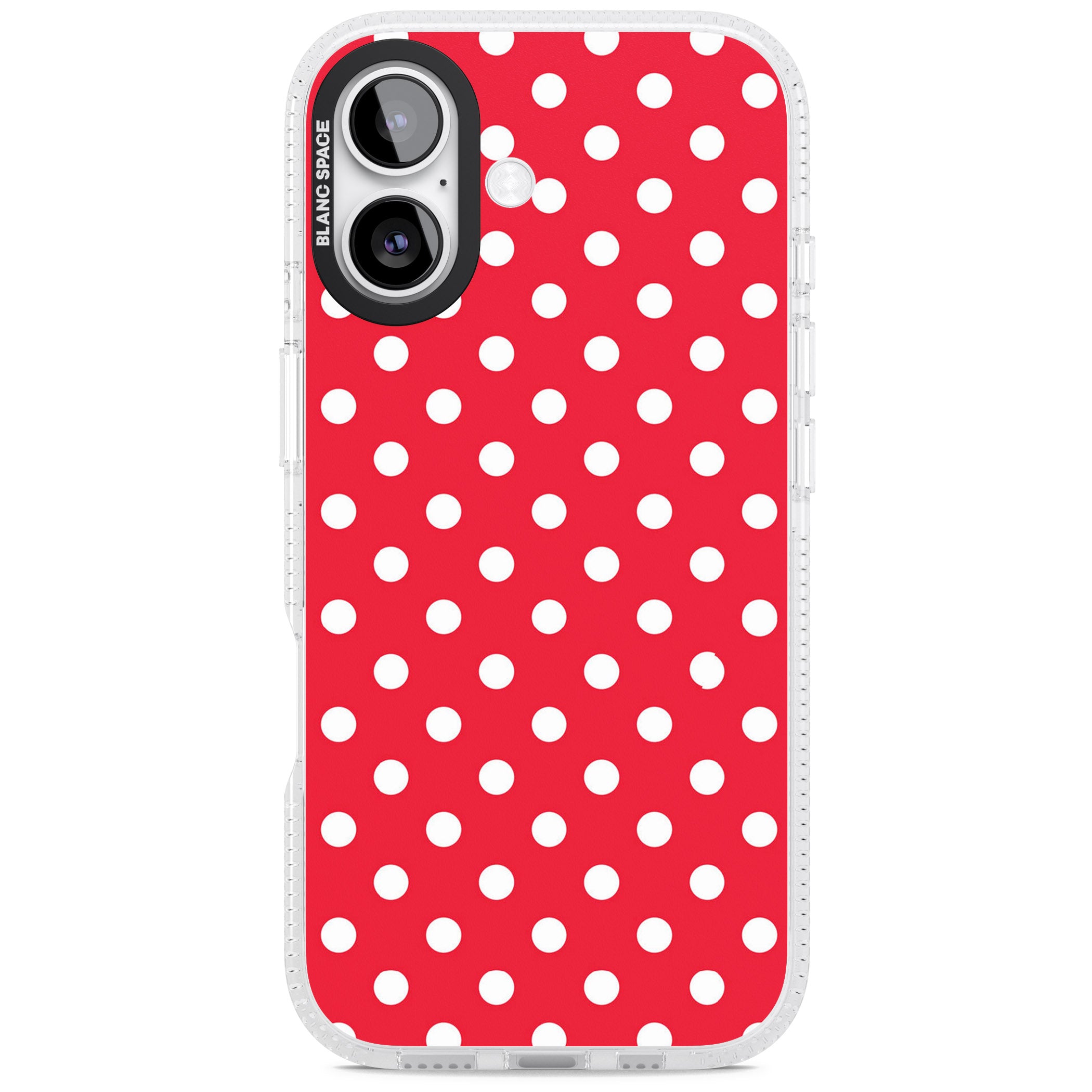 Designer Lava Red Polka Dot iPhone 17 Impact Air Clear Phone Case