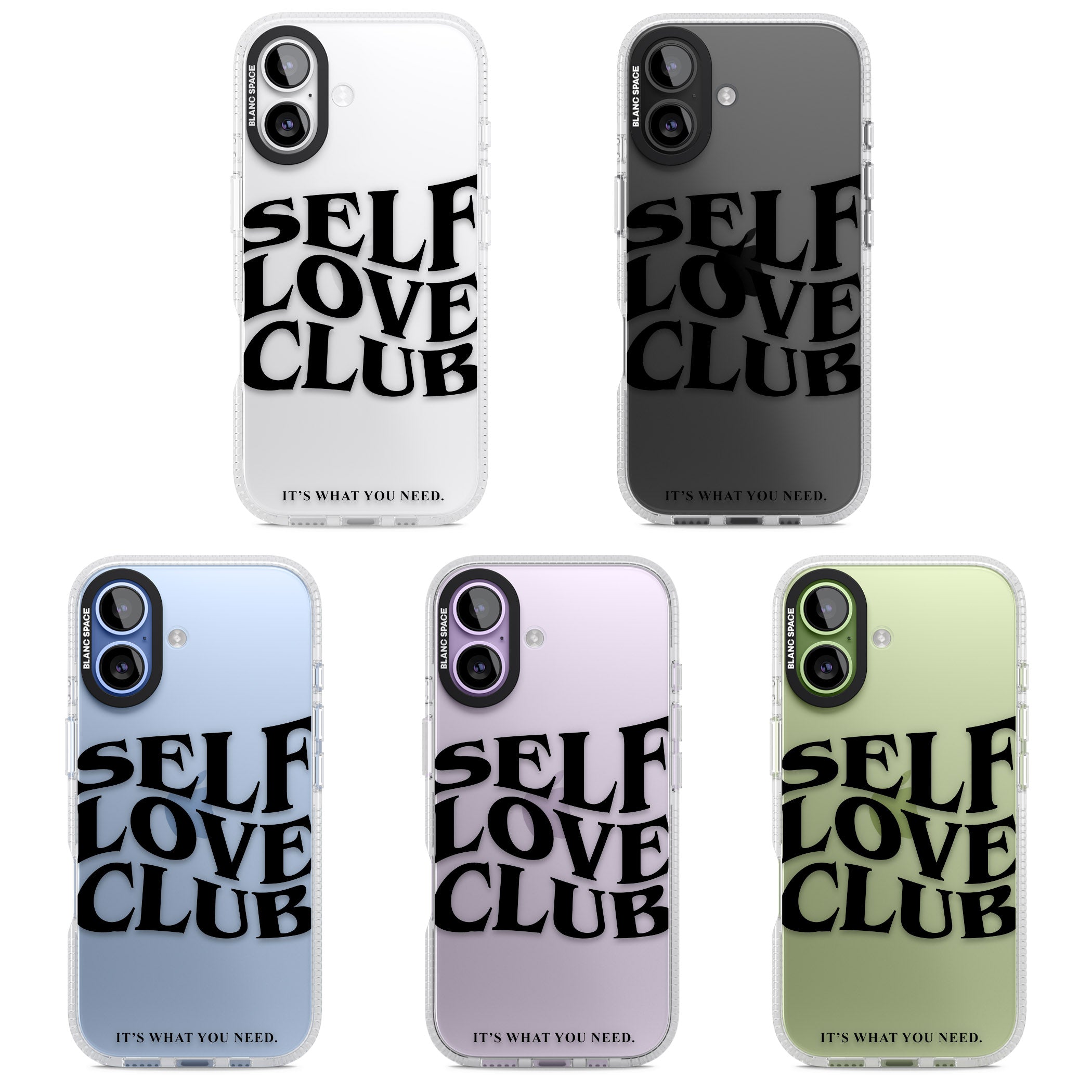 Self Love Club Black iPhone 17 Impact Air Clear Phone Case APT Impact Protection