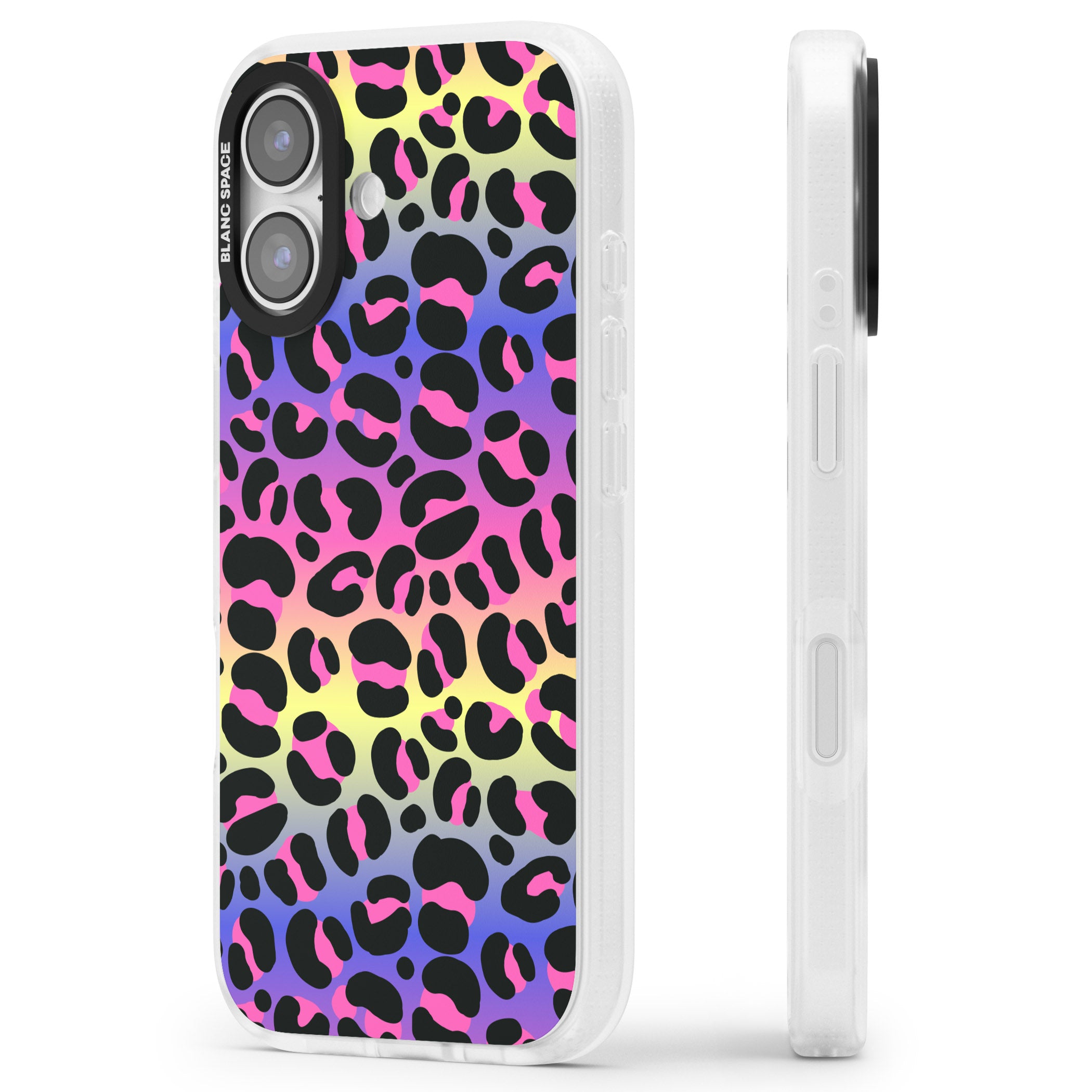 Rainbow Gradient Leopard iPhone 17 Impact Air Clear Phone Case Side Profile
