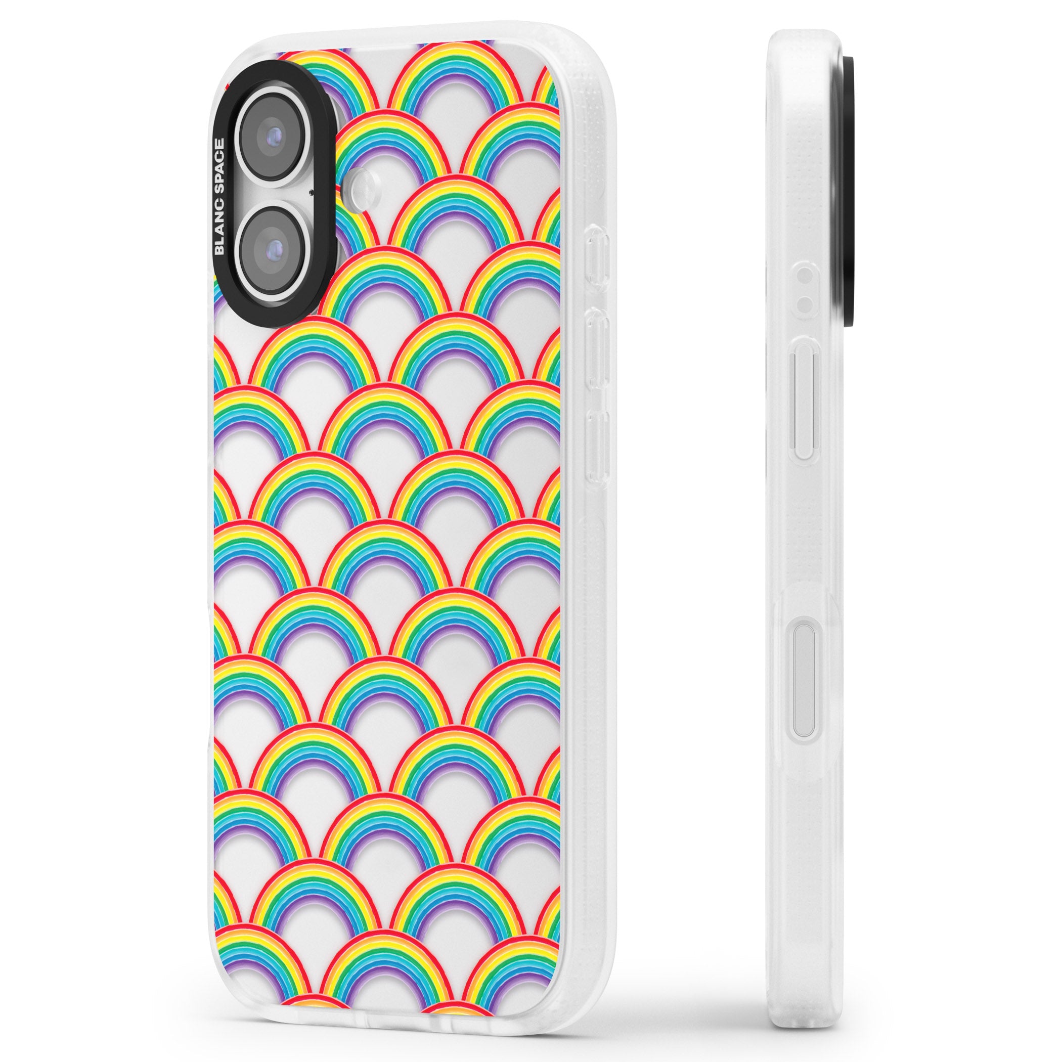 Rainbow Arc Pattern iPhone 17 Impact Air Clear Phone Case Side Profile