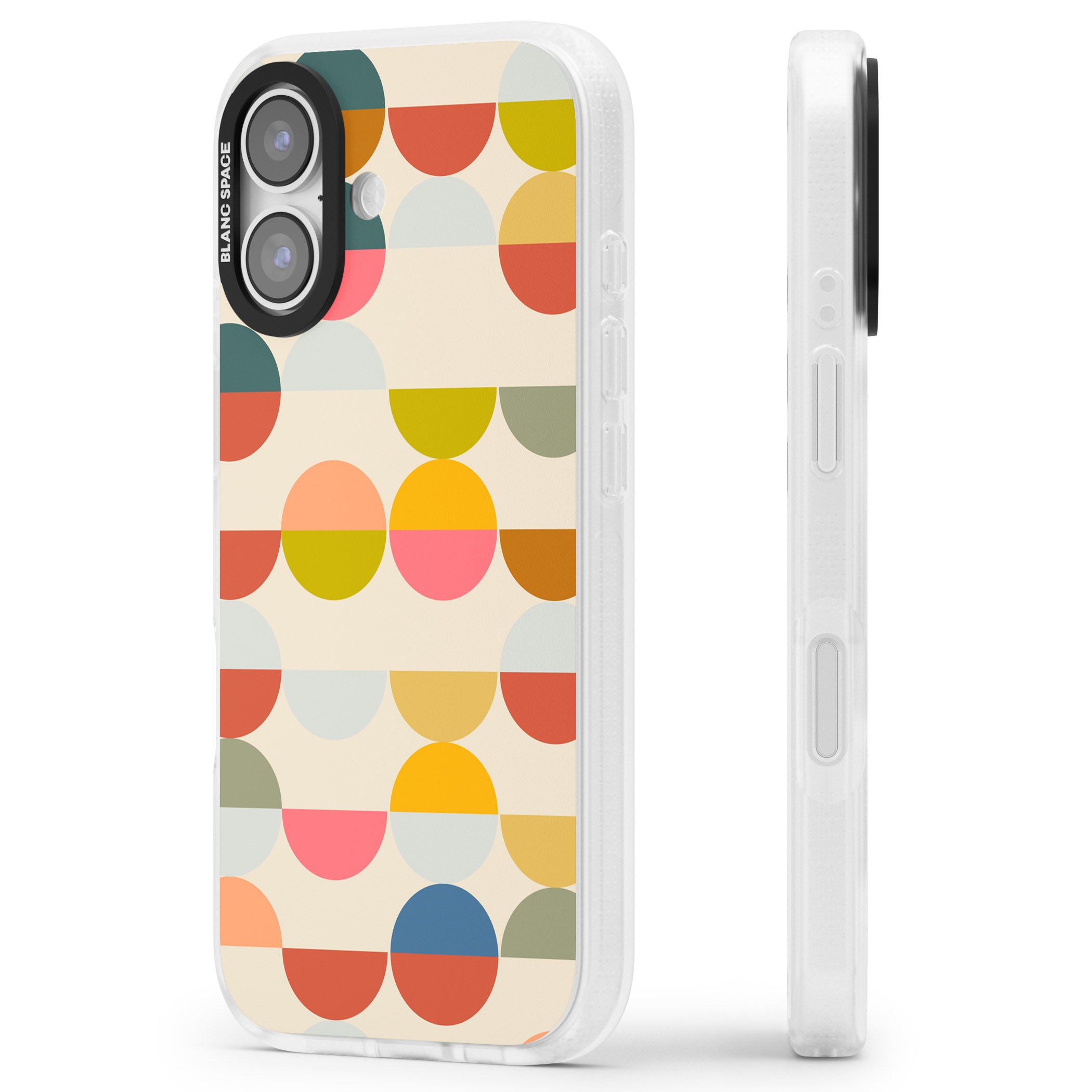 Colorful Retro Circles iPhone 17 Impact Air Clear Phone Case Side Profile