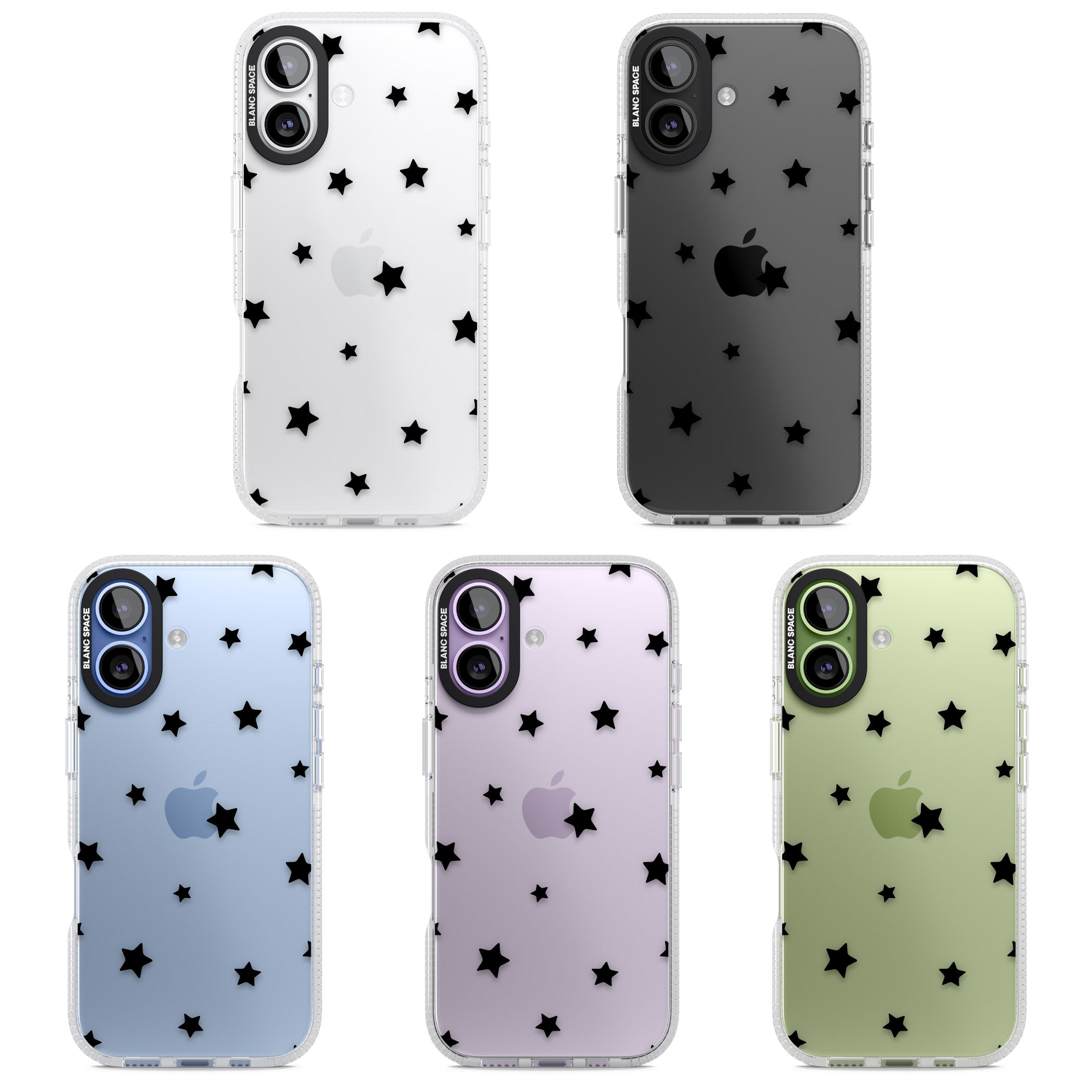 Starry Night Black Stars iPhone 17 Impact Air Clear Phone Case APT Impact Protection