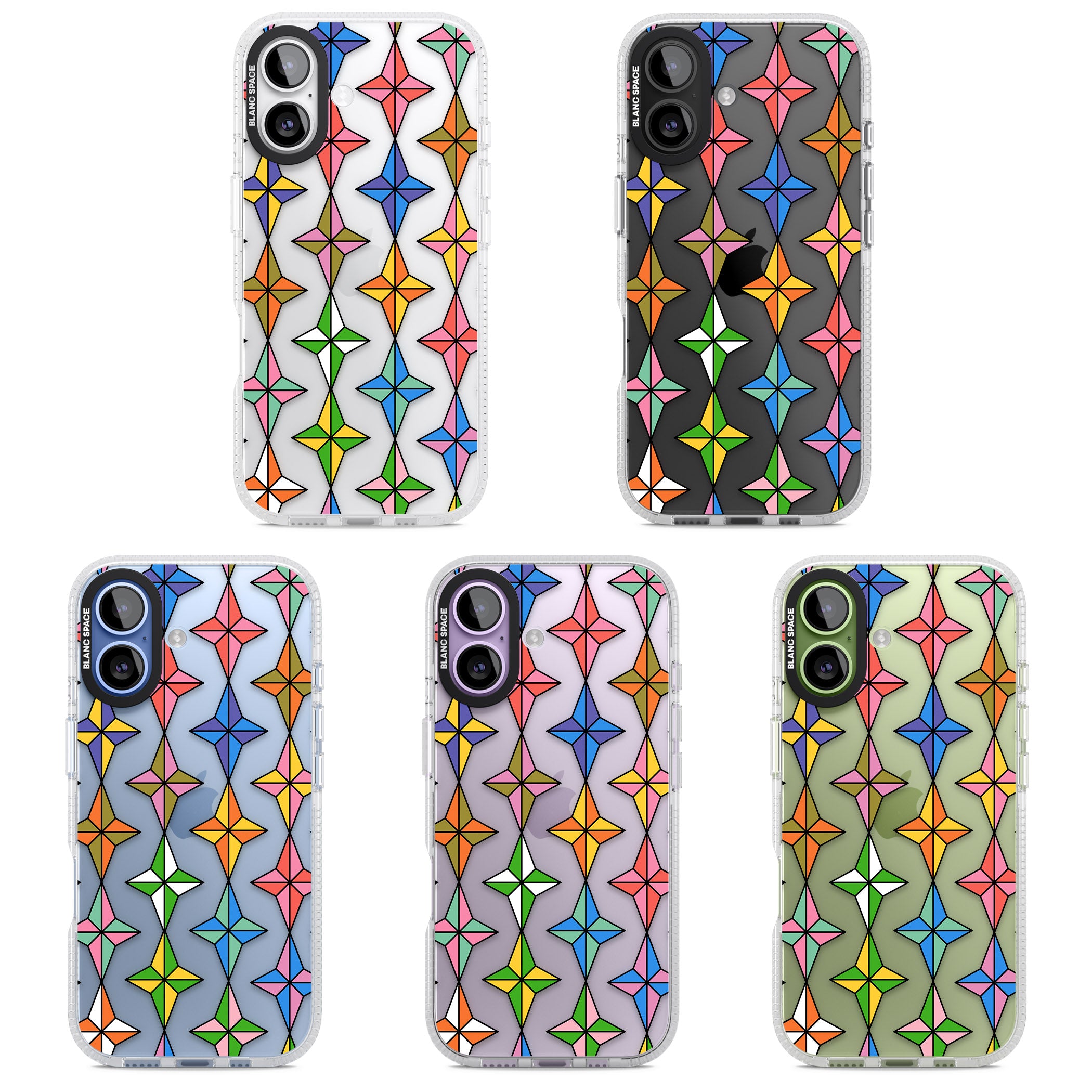 Multi Colour Stars Pattern iPhone 17 Impact Air Clear Phone Case APT Impact Protection