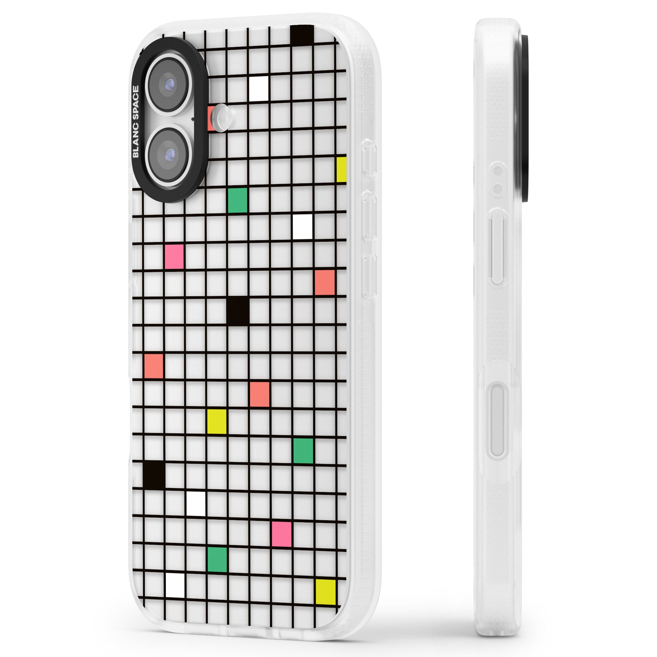 Vibrant Clear Geometric Grid iPhone 17 Impact Air Clear Phone Case Side Profile