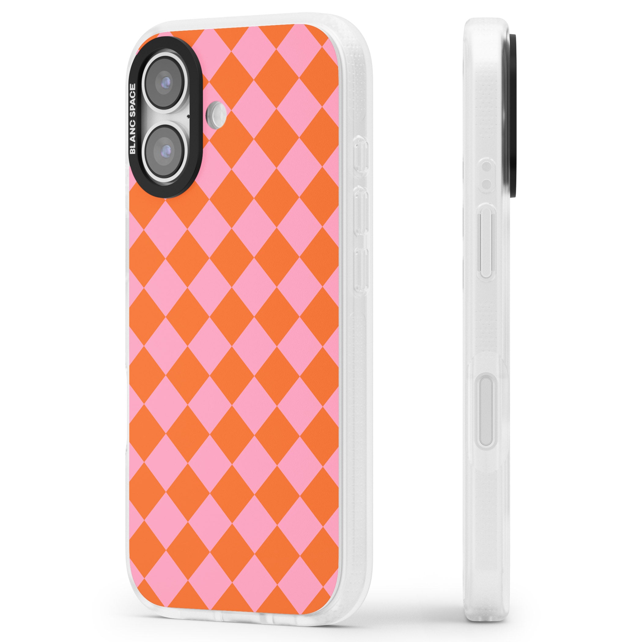 Retro Sunset Diamond Plaid iPhone 17 Impact Air Clear Phone Case Side Profile