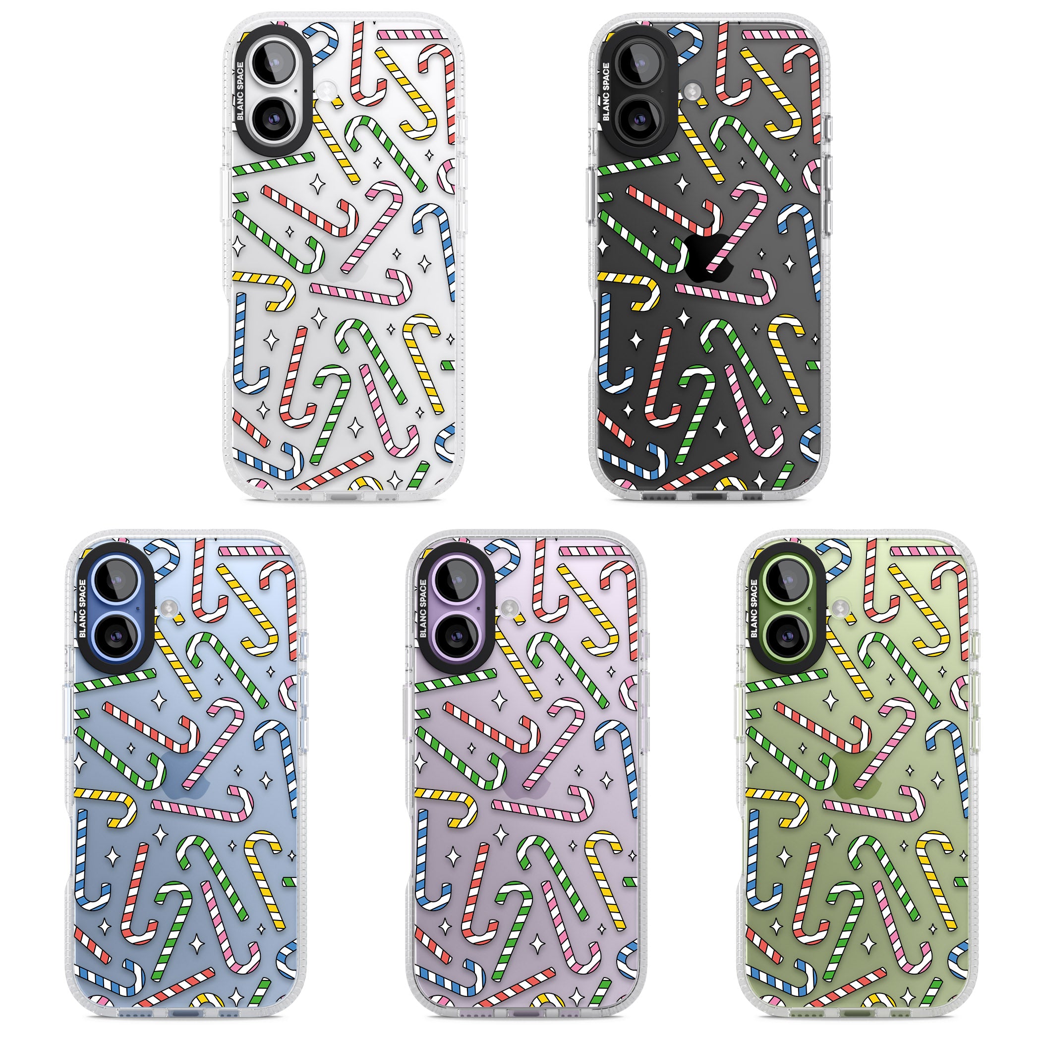 Colourful Stars & Candy Canes iPhone 17 Impact Air Clear Phone Case APT Impact Protection